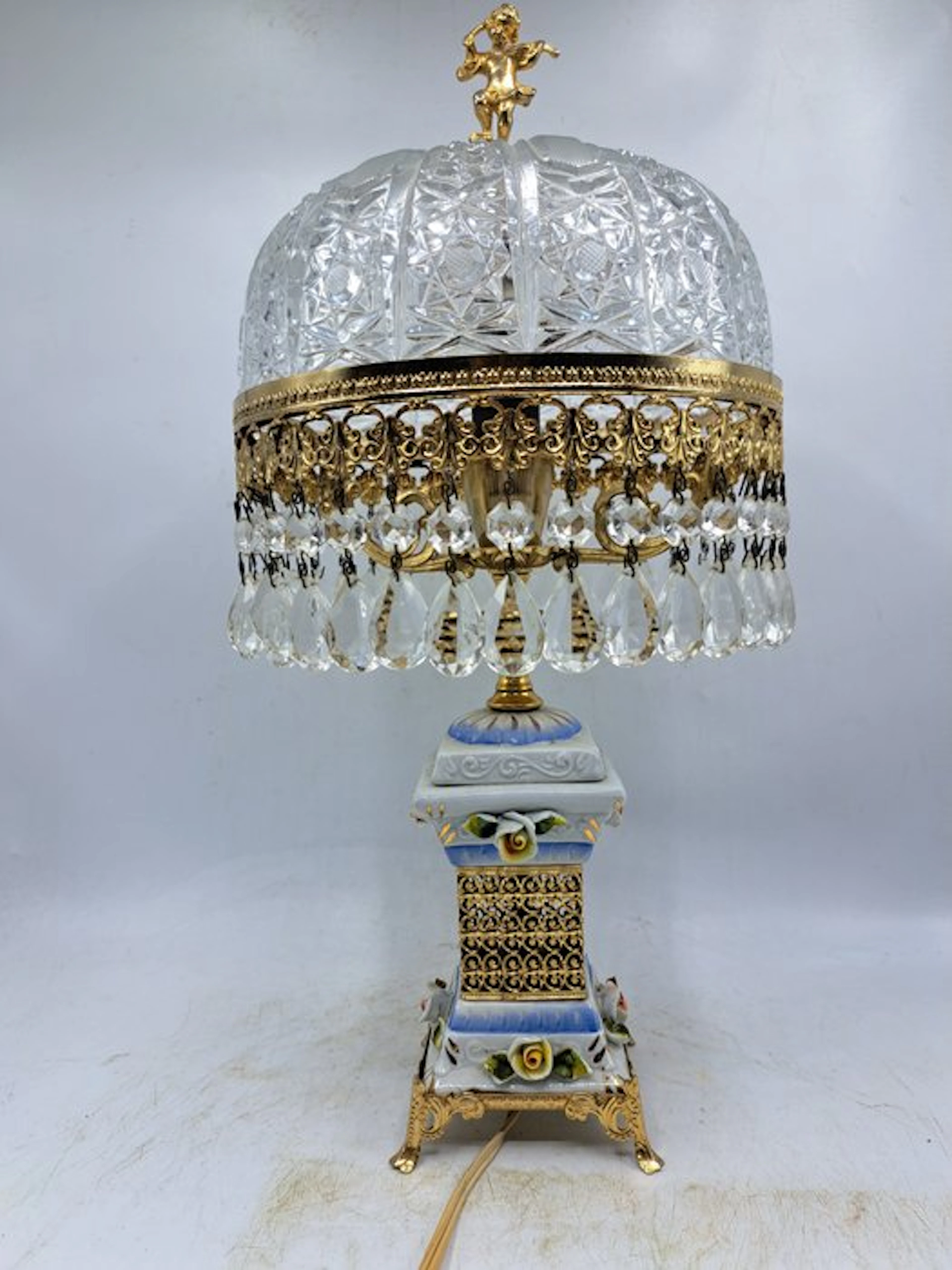 Lamp - Regency/Rococo - Porcelain, Crystal - Table lamp