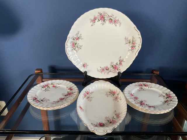 Royal Albert - Pastry/cake set (8) - Bone china - Lavender rose