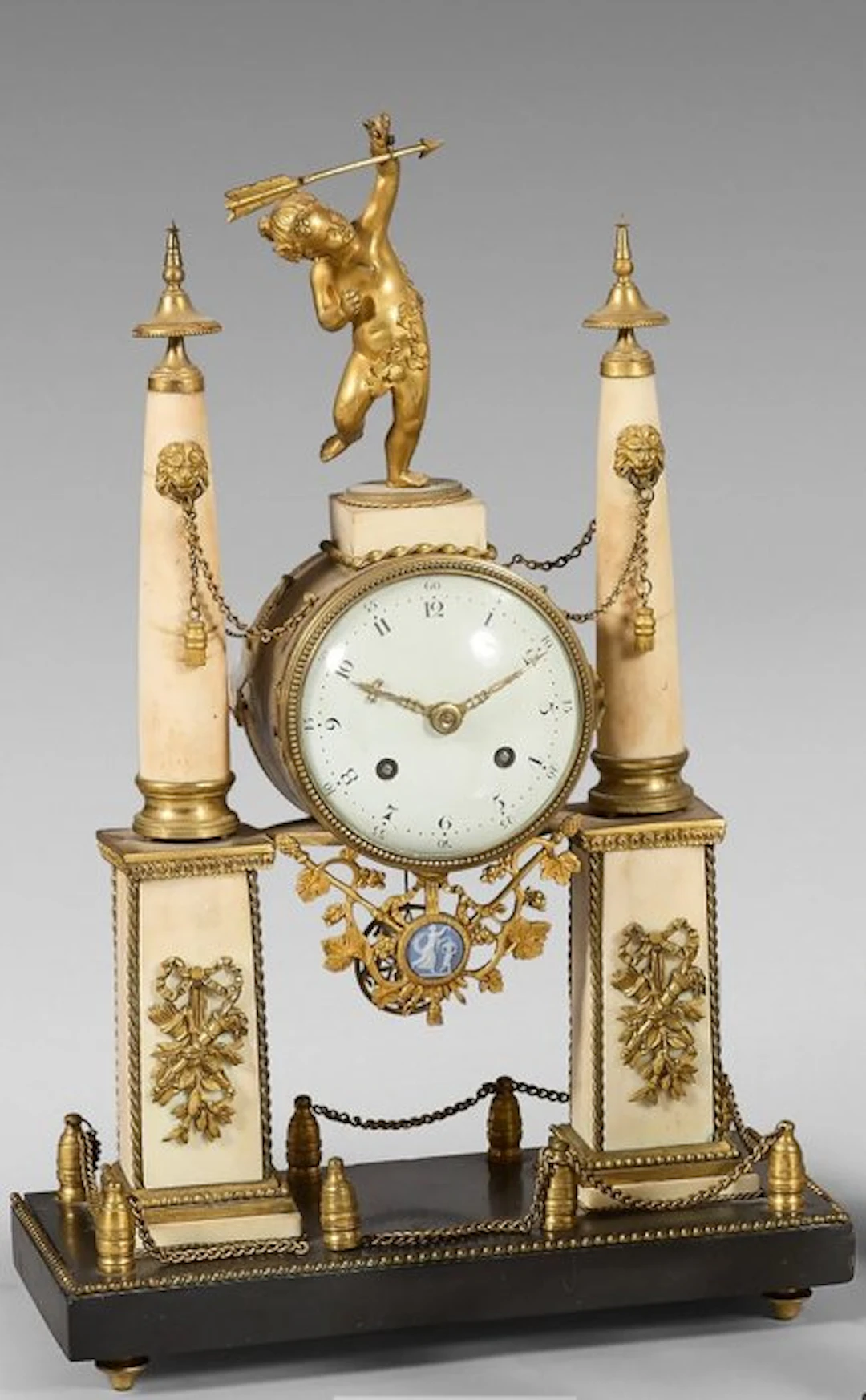 Portico clock - Antique Bronze, Marble - 1750-1800