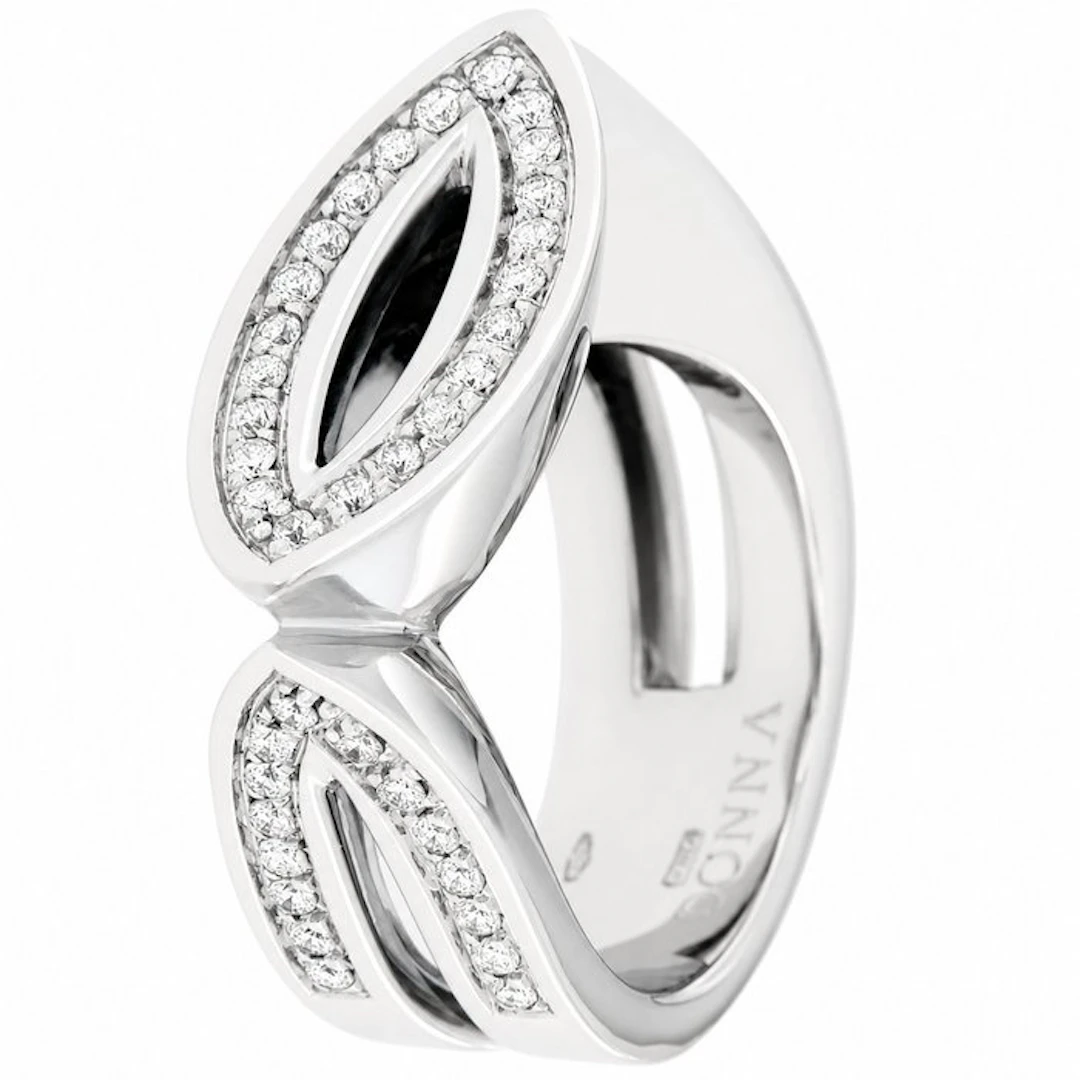 Ring - 18 kt. White gold - 1.04ct. tw. Diamond (Natural) - Made in