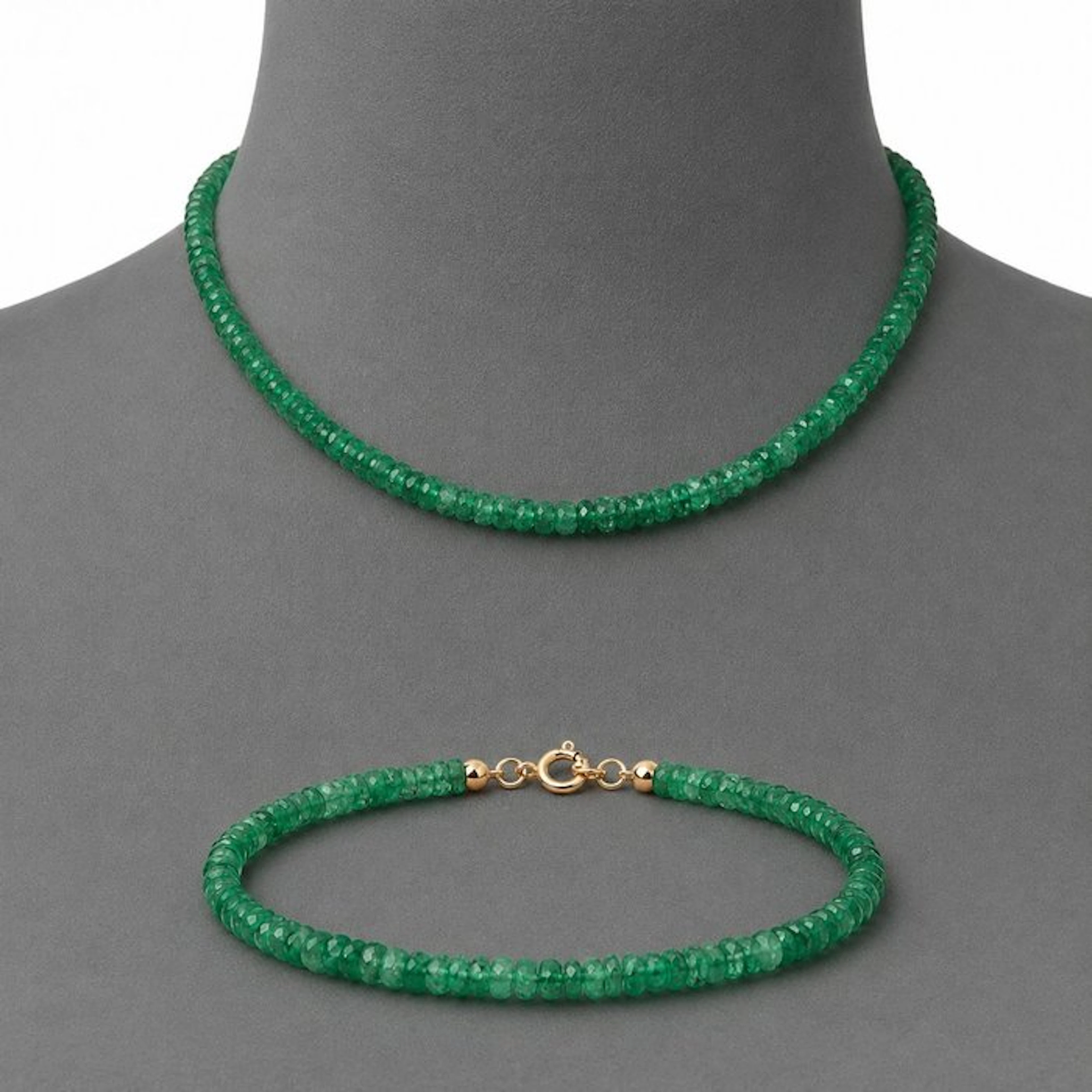 Emerald - Silver - 2 piece jewellery set