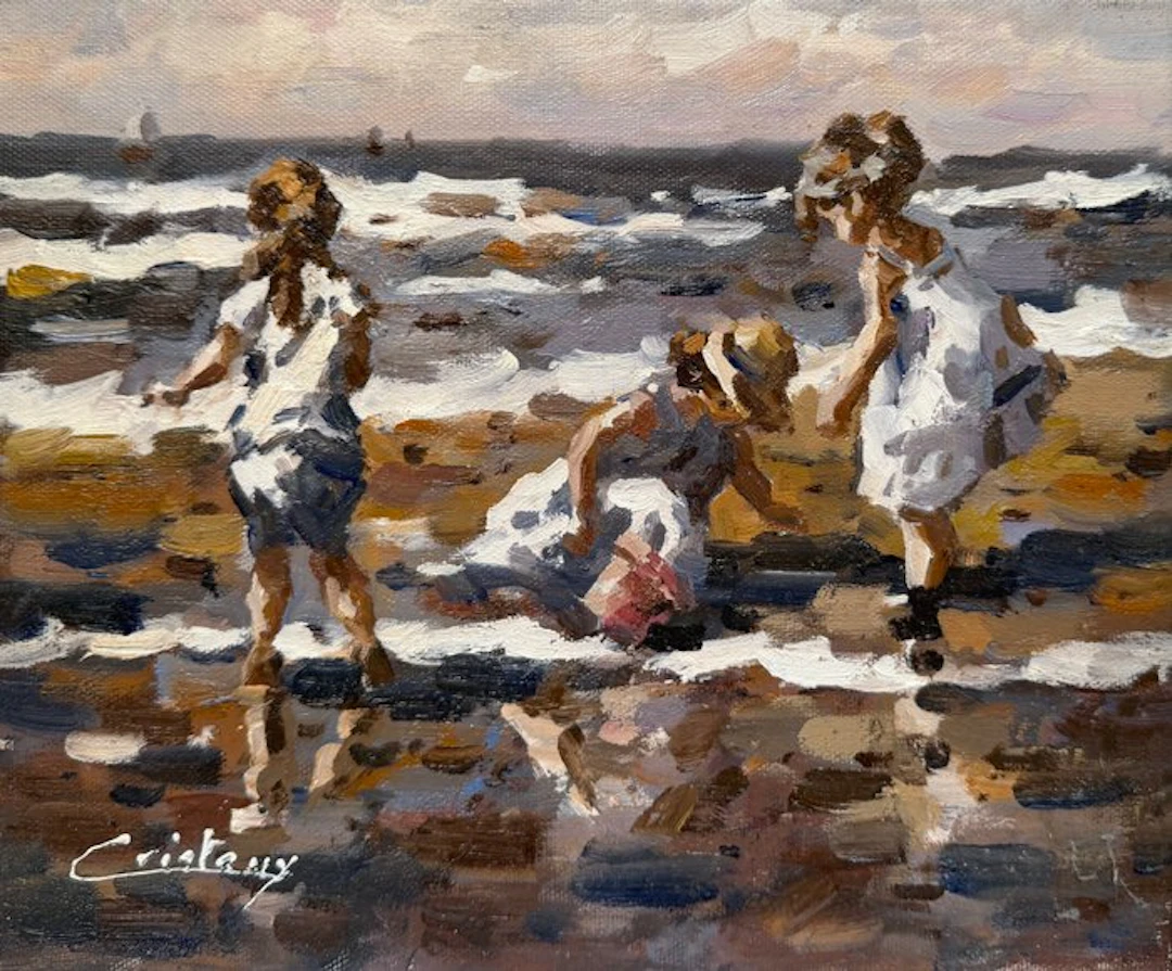 Francis Cristaux (1950) - Trois Copines au Bord de Mer...