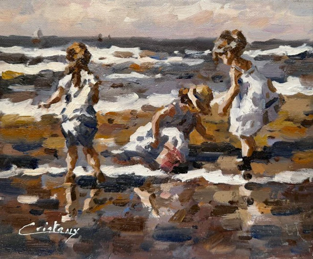 Francis Cristaux (1950) - Trois Copines au Bord de Mer...