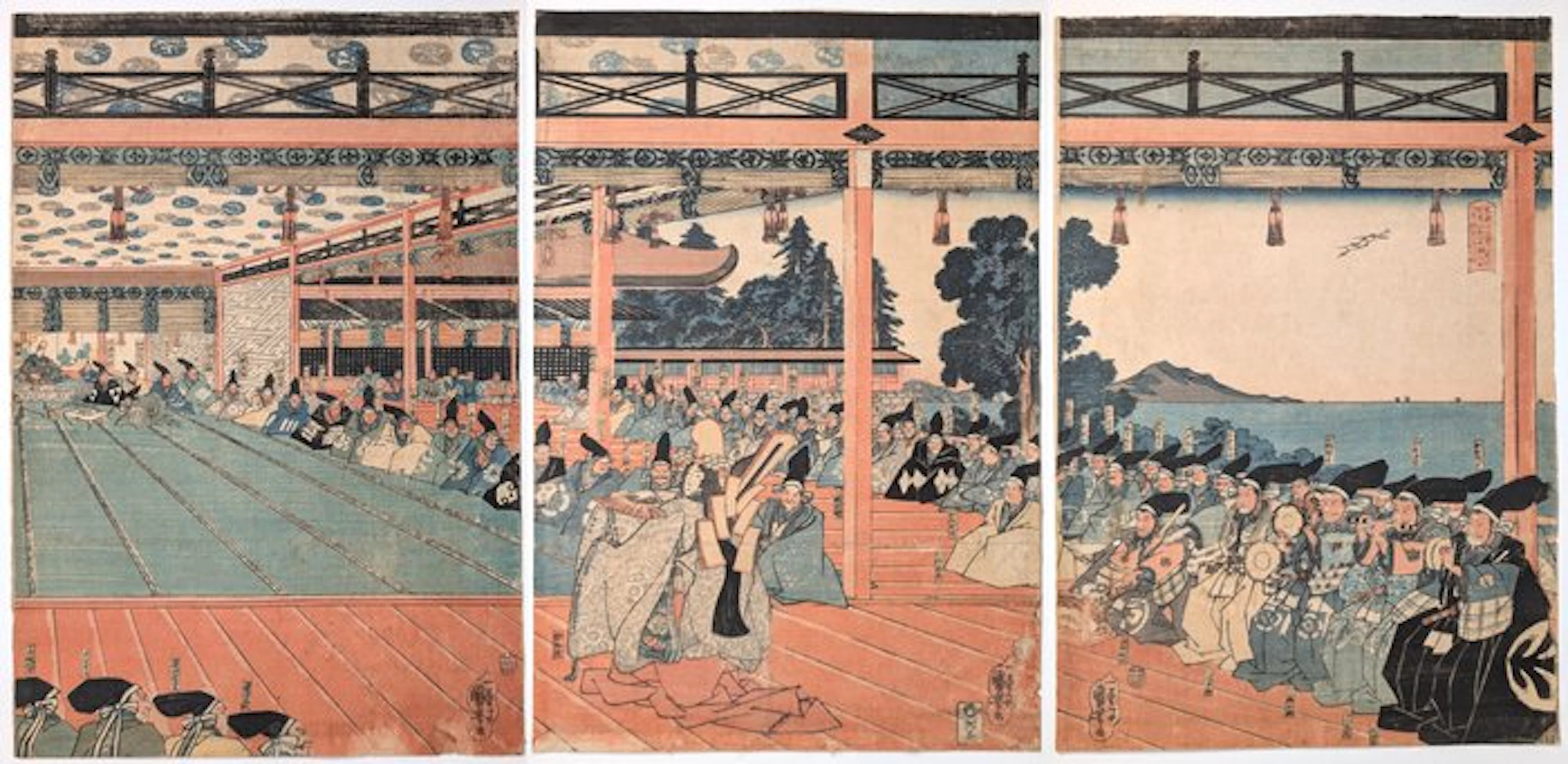 KUNIYOSHI • Shizuka Gozen dances before Yoritomo at...