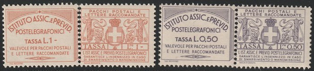 Italy Kingdom 1936 - Insurance Postelagrafonici stamps 0.50 + 1 l