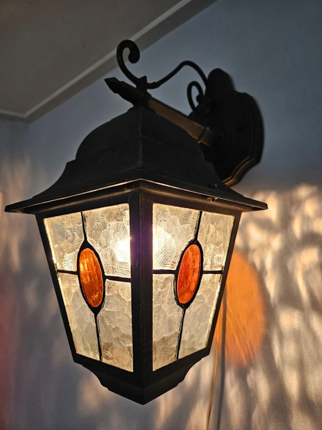 Hanging lamp - Stained Glass, metal - Stained glass lamp