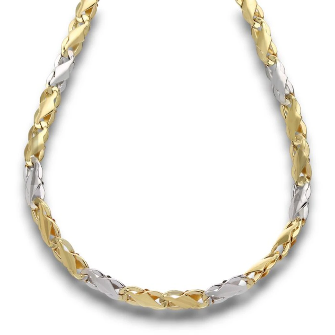 Necklace - 18 kt. Yellow gold, White gold - Flat chain 21.5 g 60 cm
