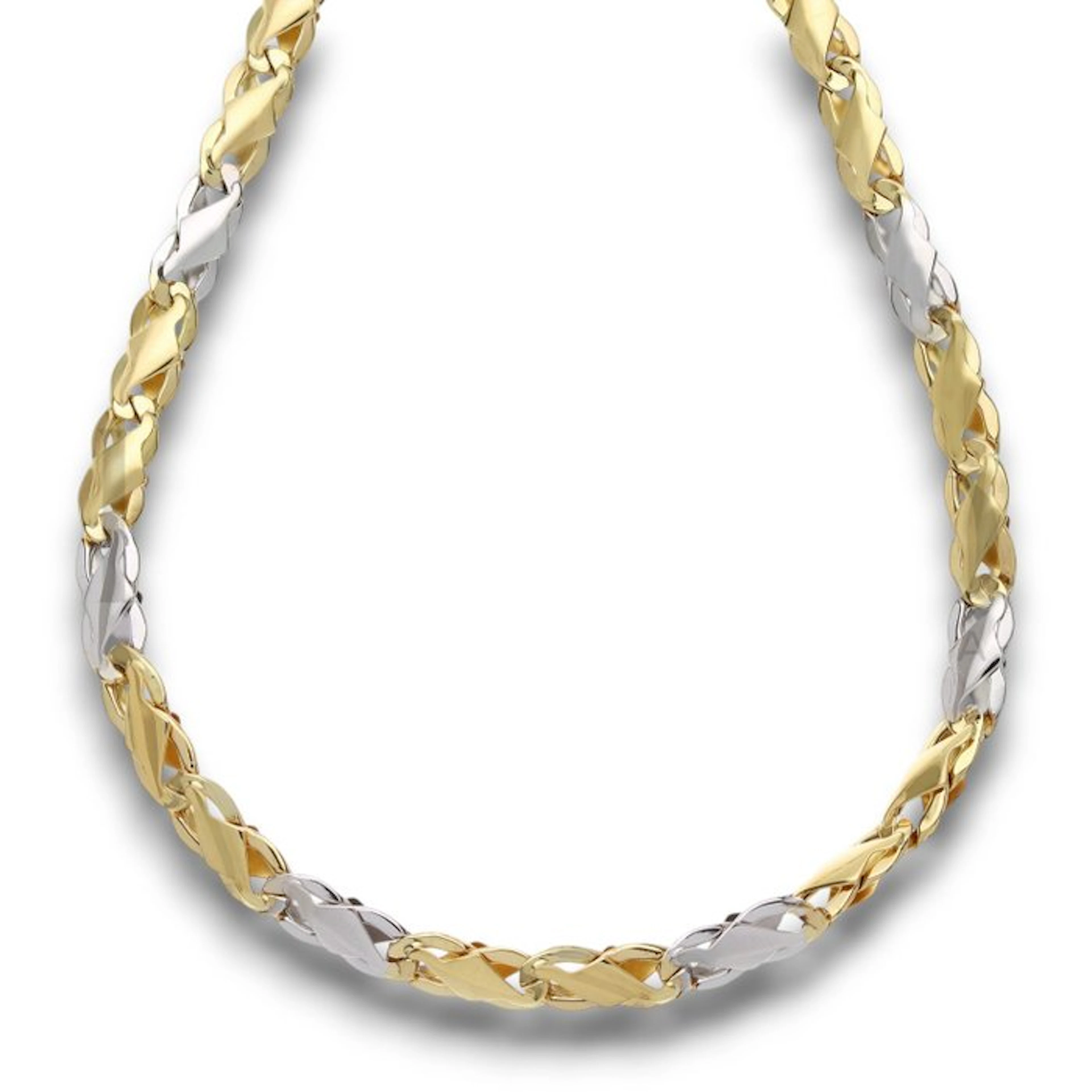 Necklace - 18 kt. Yellow gold, White gold - Flat chain 21.5 g 60 cm