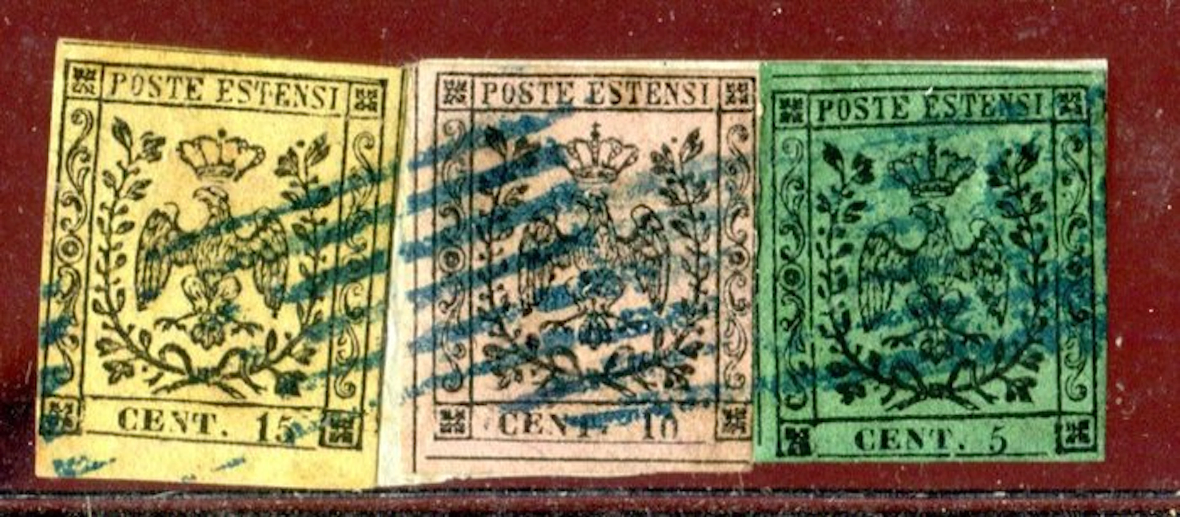 Italian Ancient States - Modena 1852 - Fragment with tri-color postage