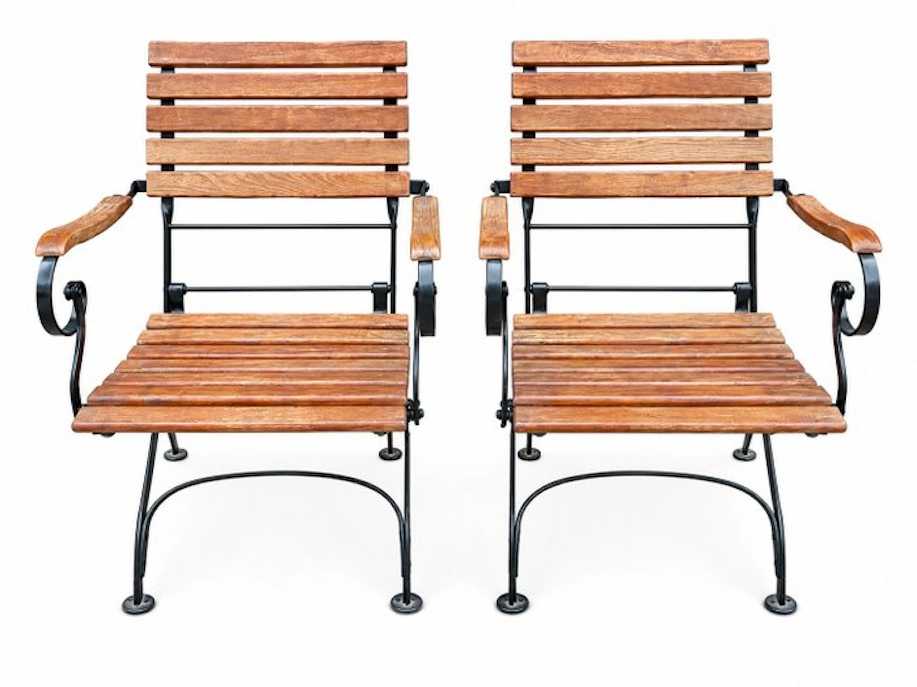 Chair (2) - Teak, Wrought iron - Vintage-style folding