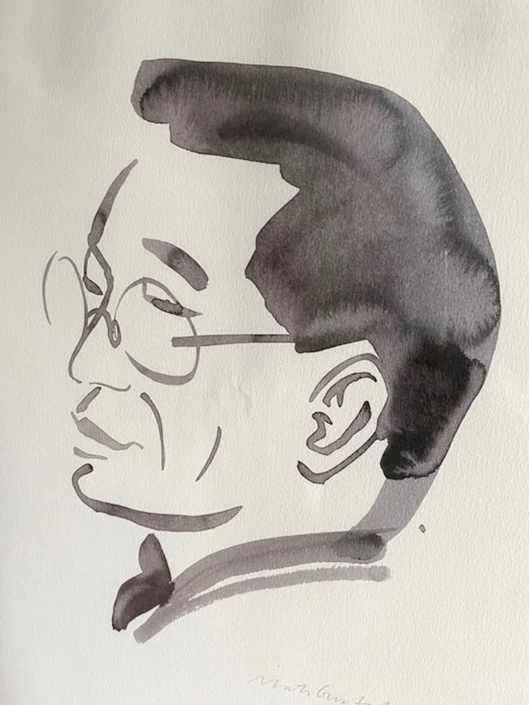 Mats Gustafson (1951) - Watercolor paperwork (Portrait)