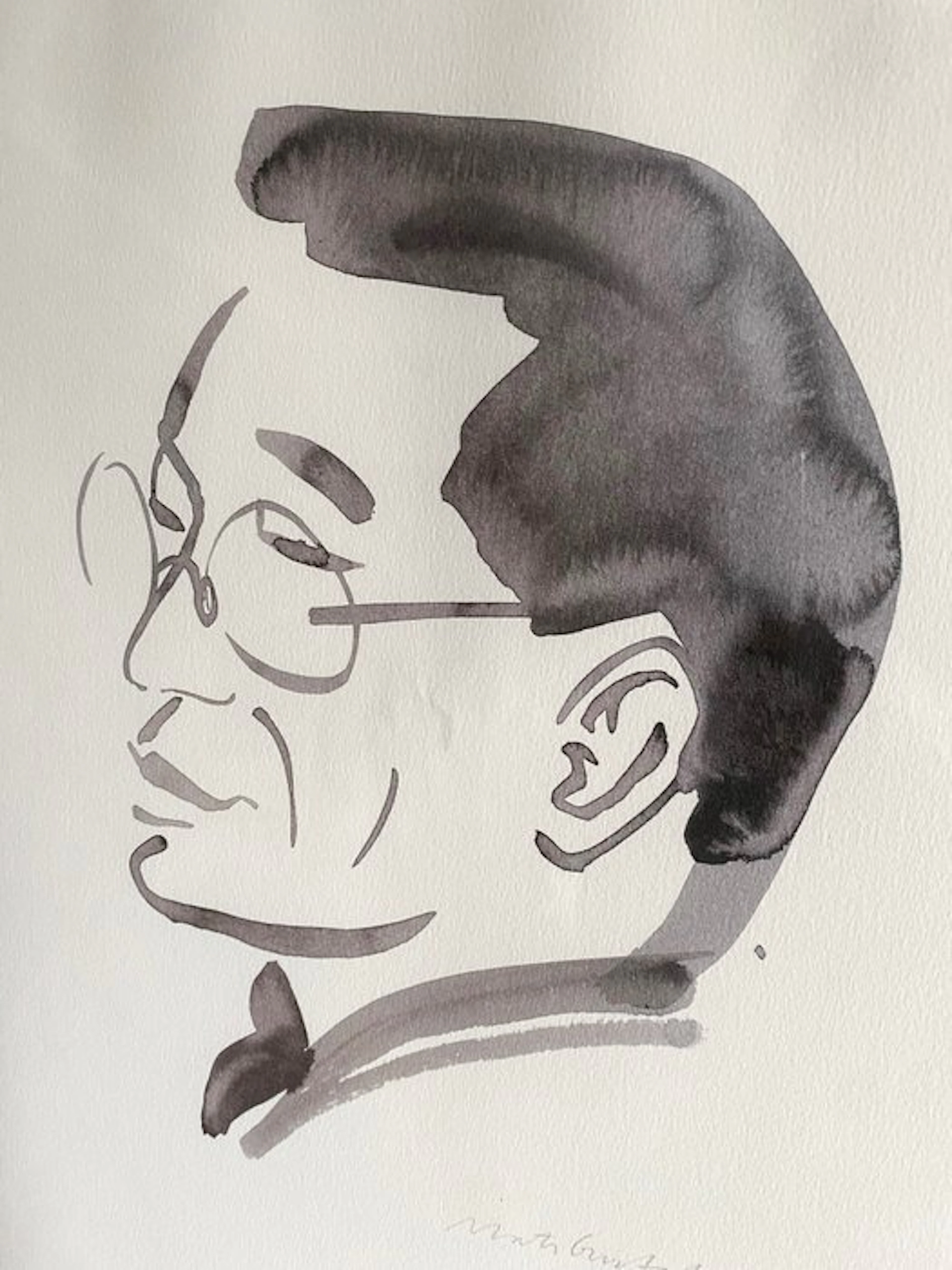Mats Gustafson (1951) - Watercolor paperwork (Portrait)
