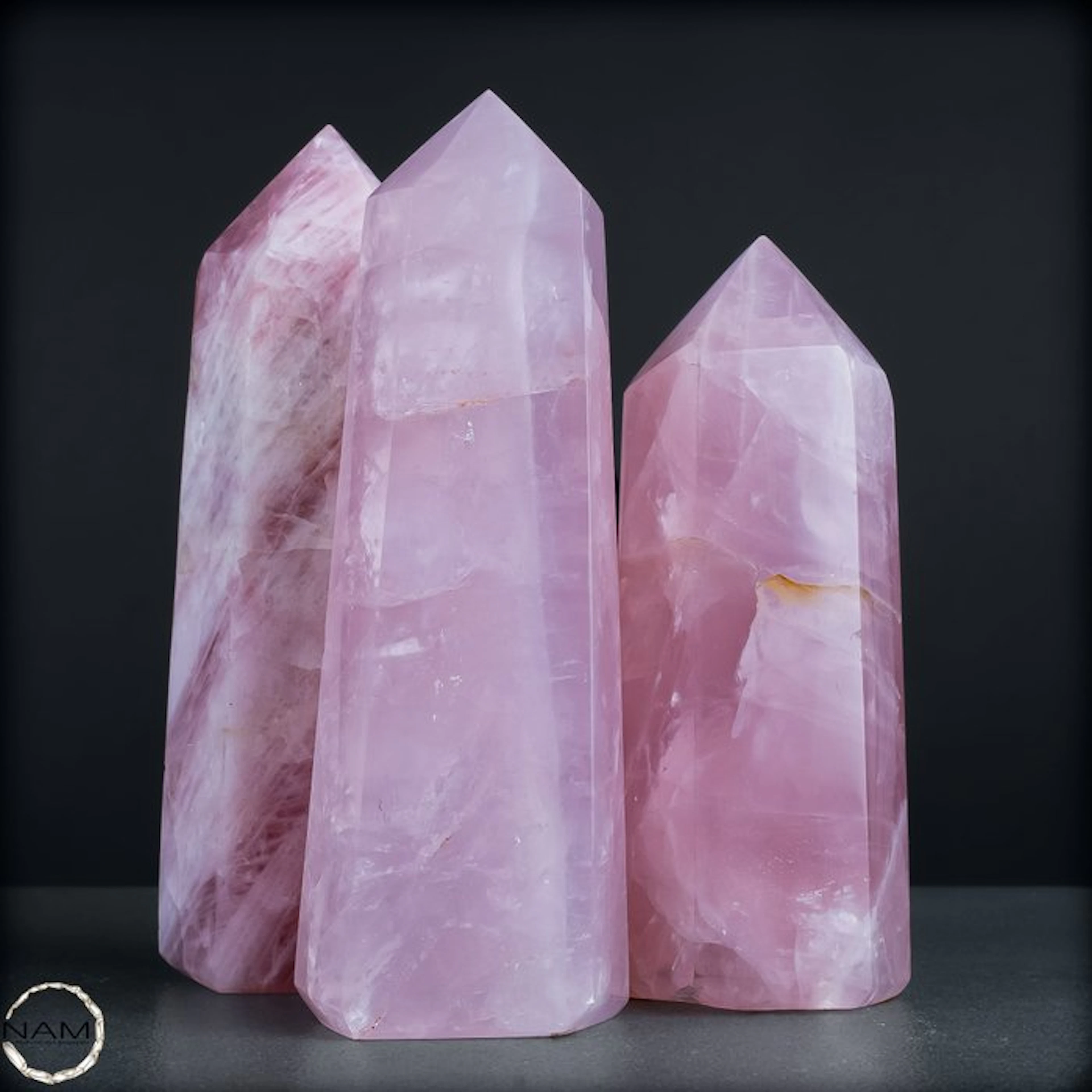 Natural rose quartz set from Brazil – 3 polished obelisks- 2197.17 g - (3)