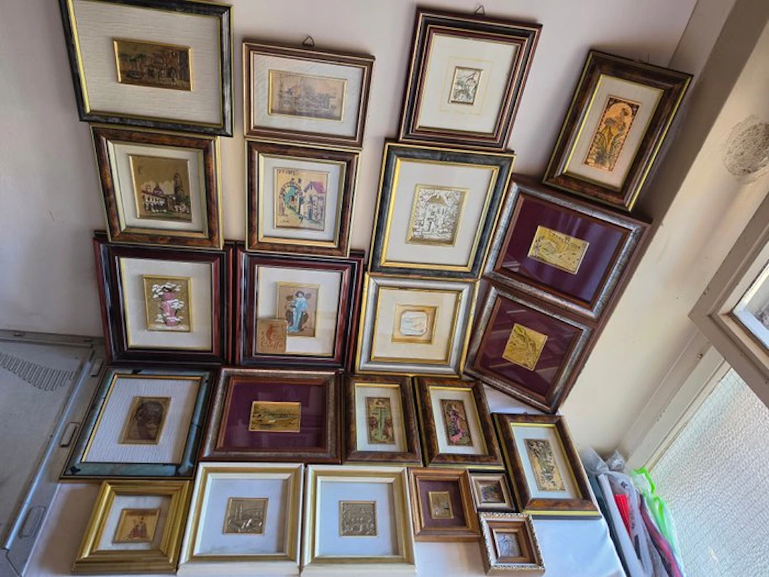 Frame - 23 squares in silver leaf 800 925 - gold leaf...