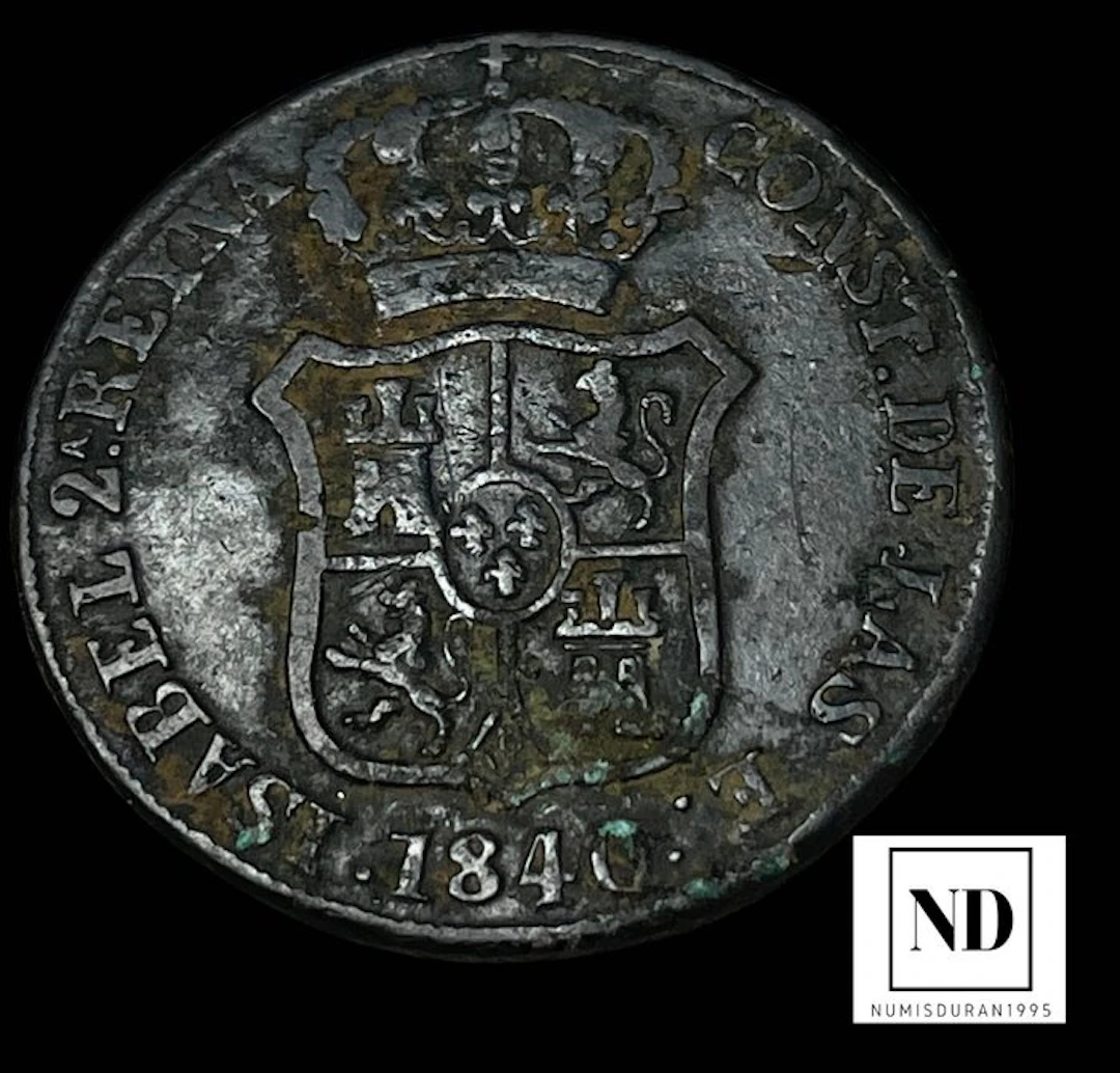 Spain. Isabel II. 3 cuartos 1840 - Barcelona (No reserve price)
