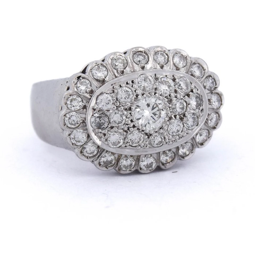 Cocktail ring - 18 kt. White gold - 1.00ct. tw. Diamond (Natural)