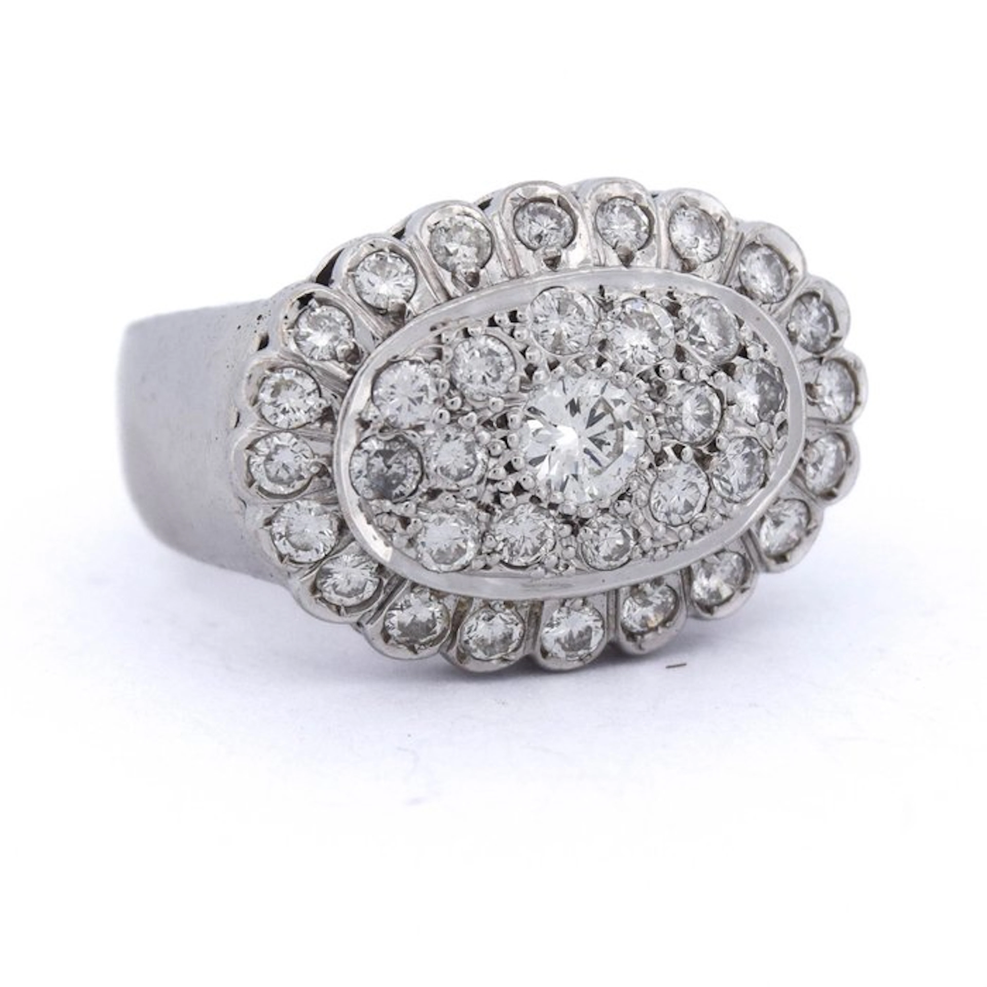 Cocktail ring - 18 kt. White gold - 1.00ct. tw. Diamond (Natural)