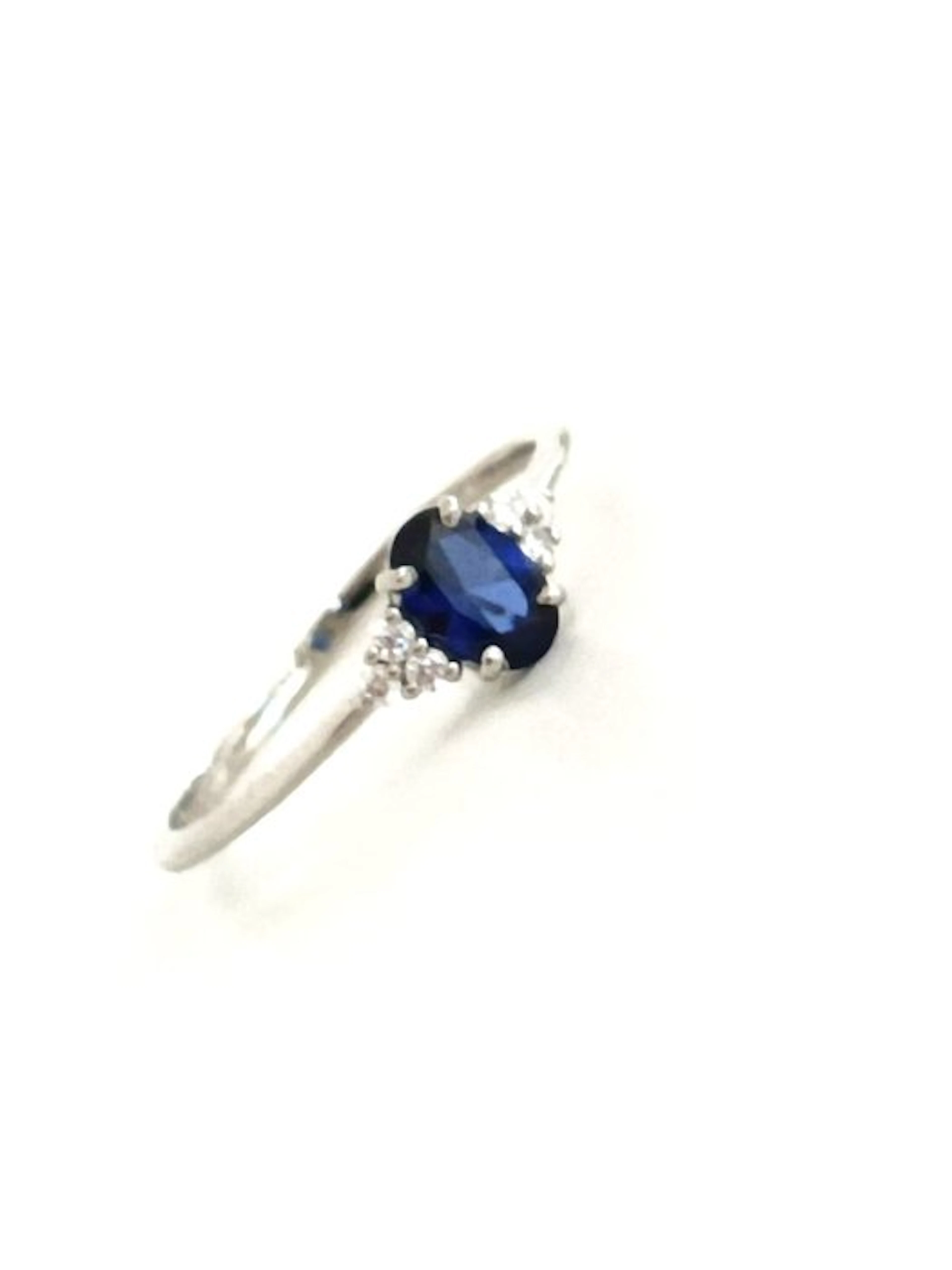 Ring - 18 kt. White gold Sapphire - Diamond