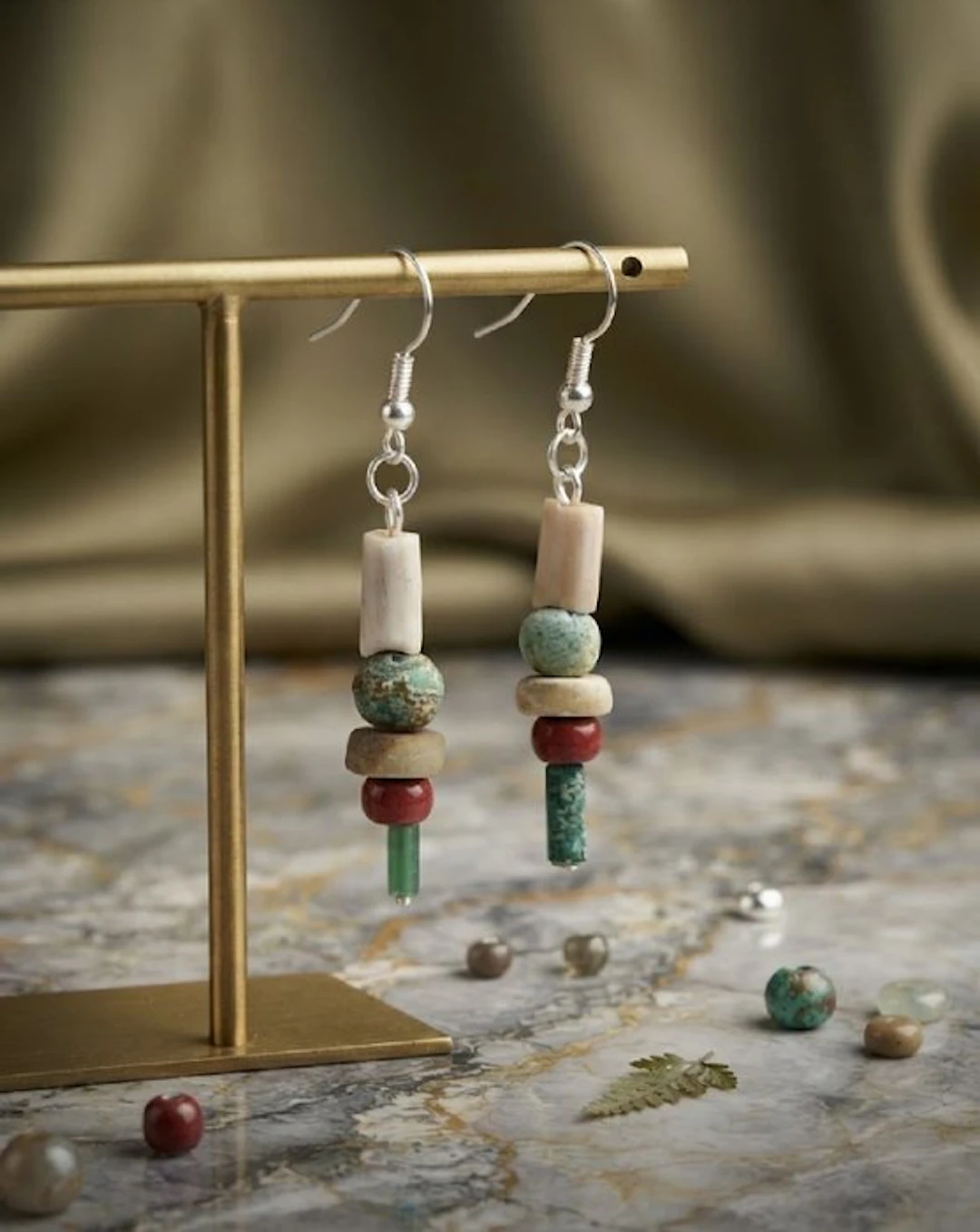 Ancient Egyptian glass beads Earrings - 4.5 cm (No reserve price)