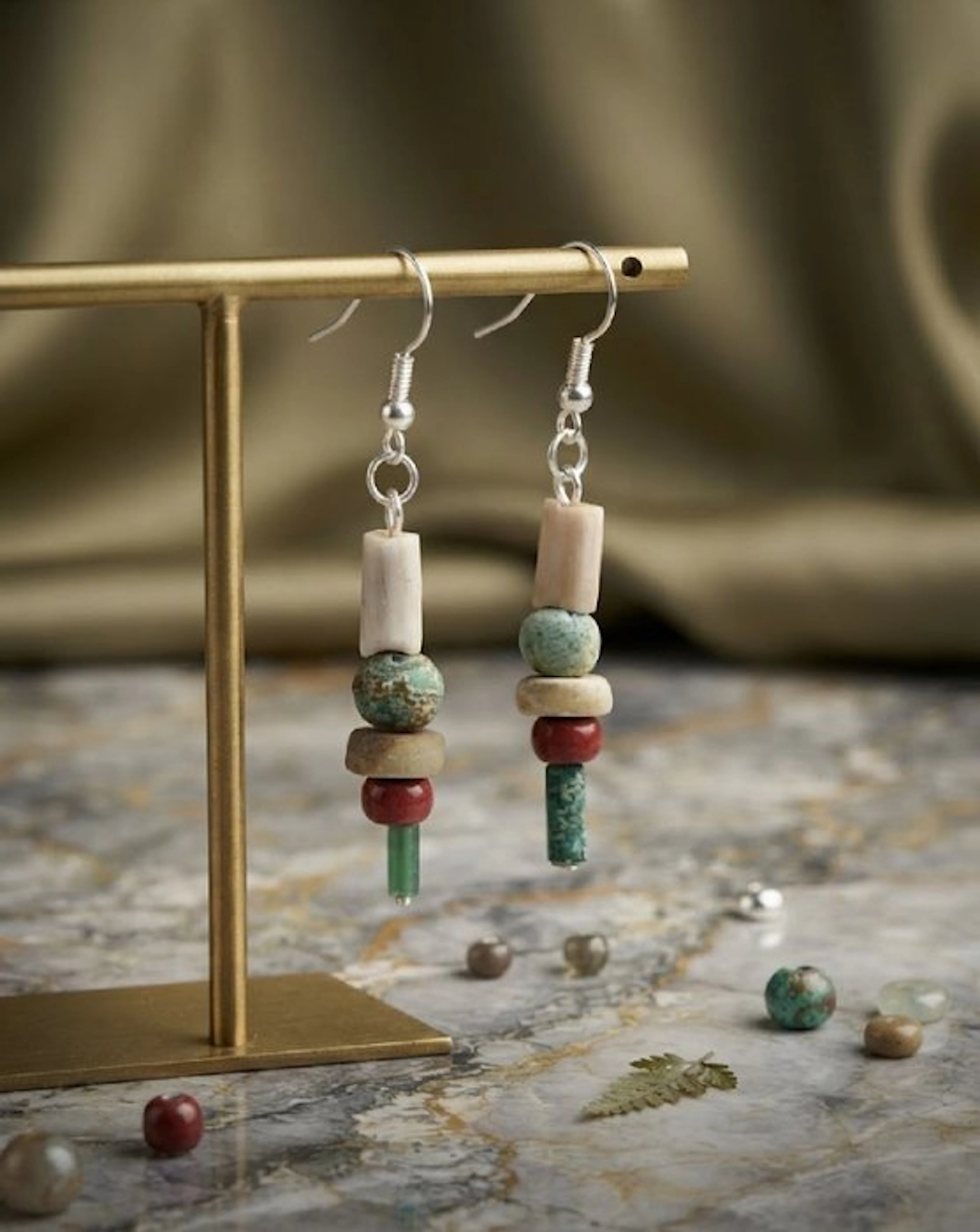 Ancient Egyptian glass beads Earrings - 4.5 cm (No reserve price)