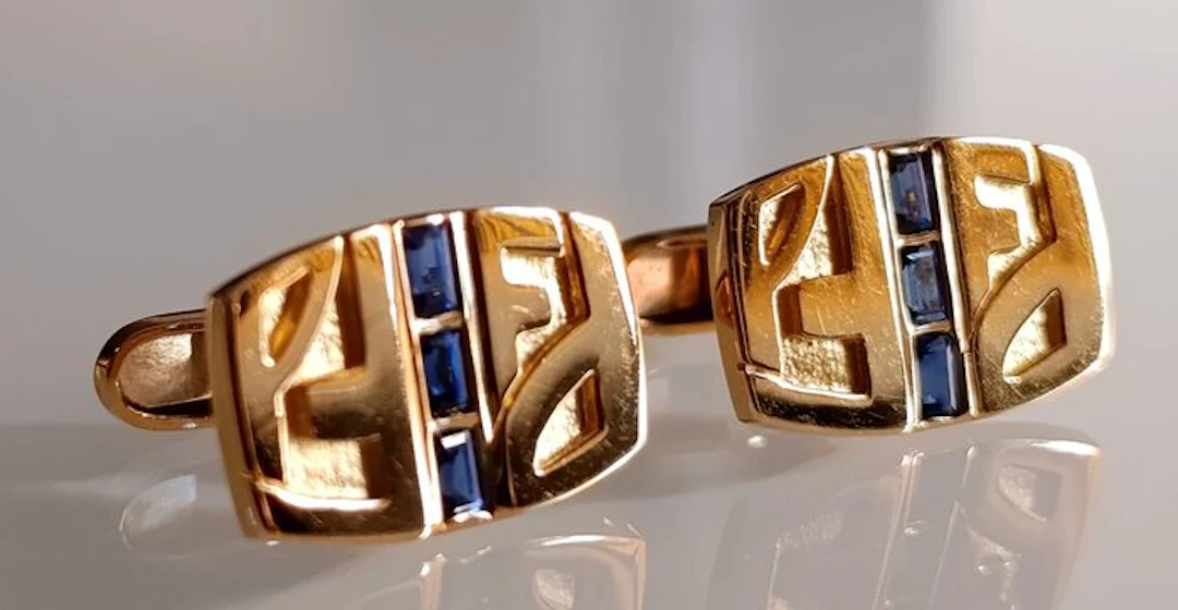 Cufflinks - 18 kt. Yellow gold Sapphire