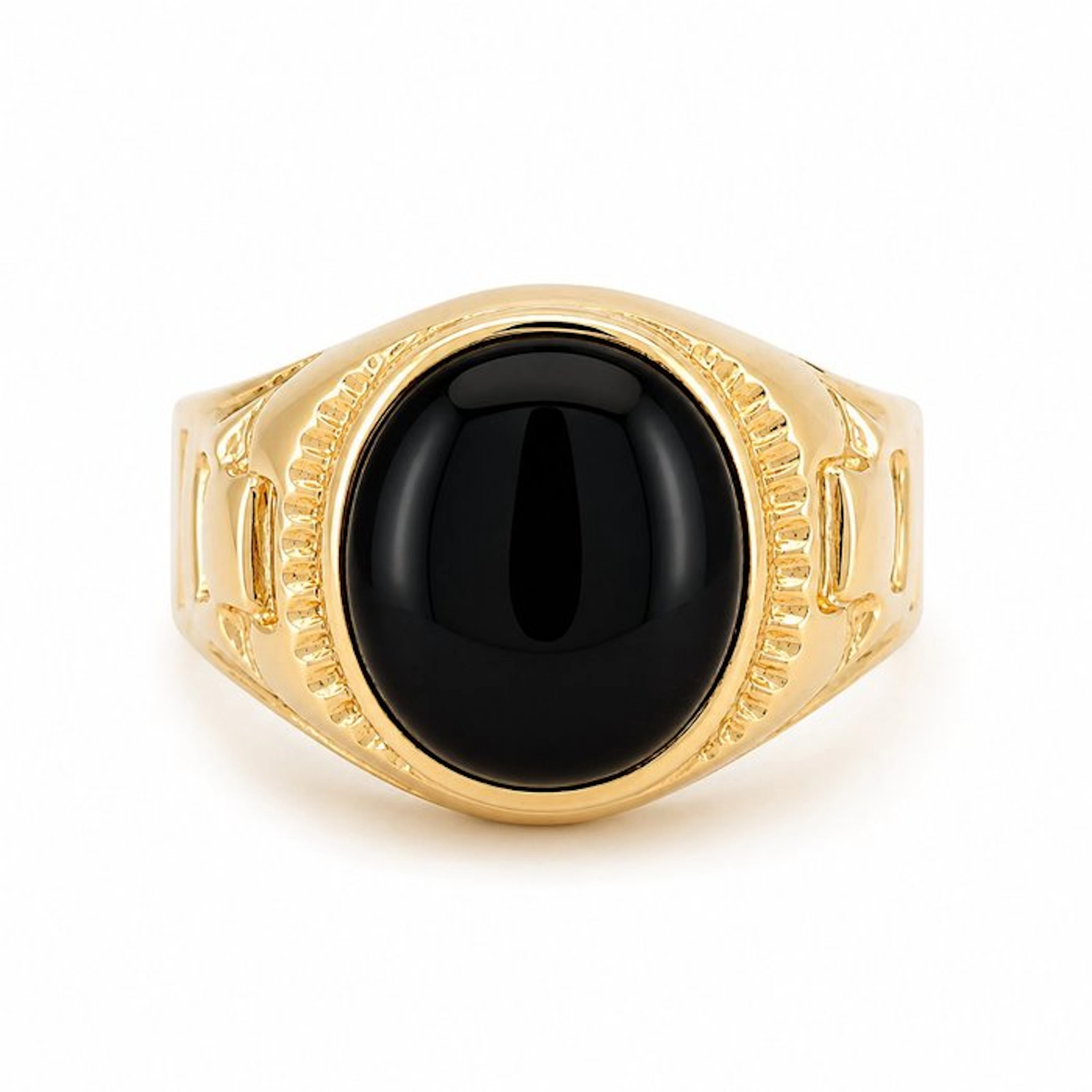 Ring - 18 kt. Yellow gold - 1.00ct. tw. Onyx - Made in Italy - Handmade