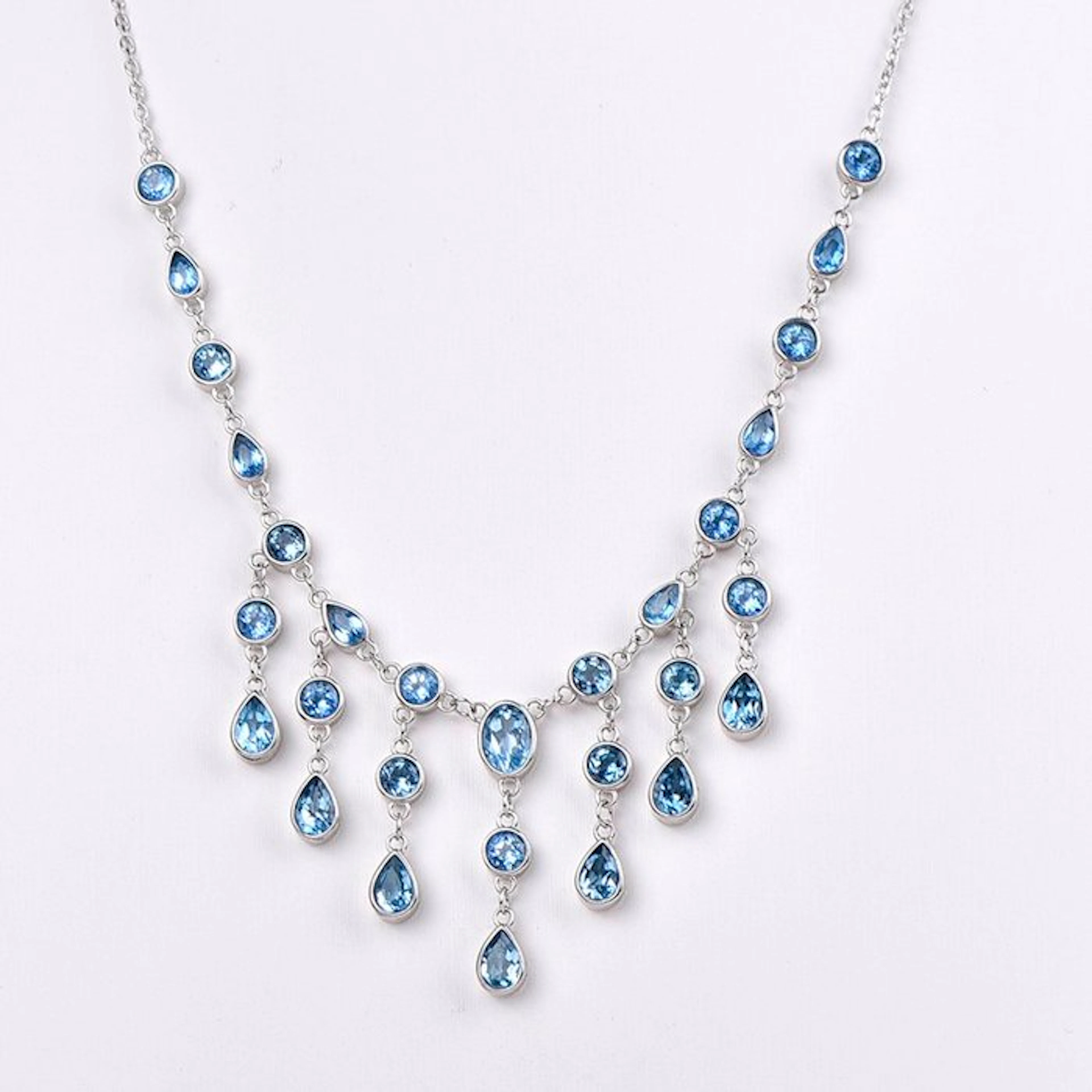 No reserve price - Necklace Silver - Topaz - Certified
