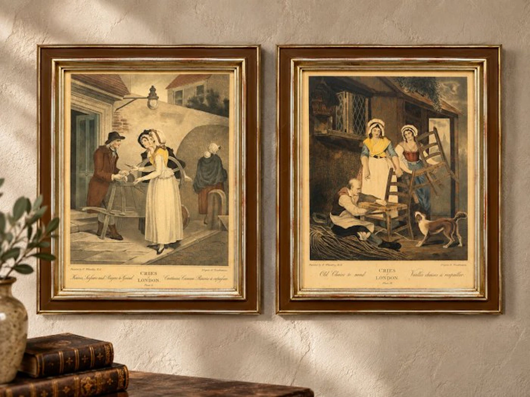 Wall decoration - Set van 2 ingelijste kleurendrukken –...