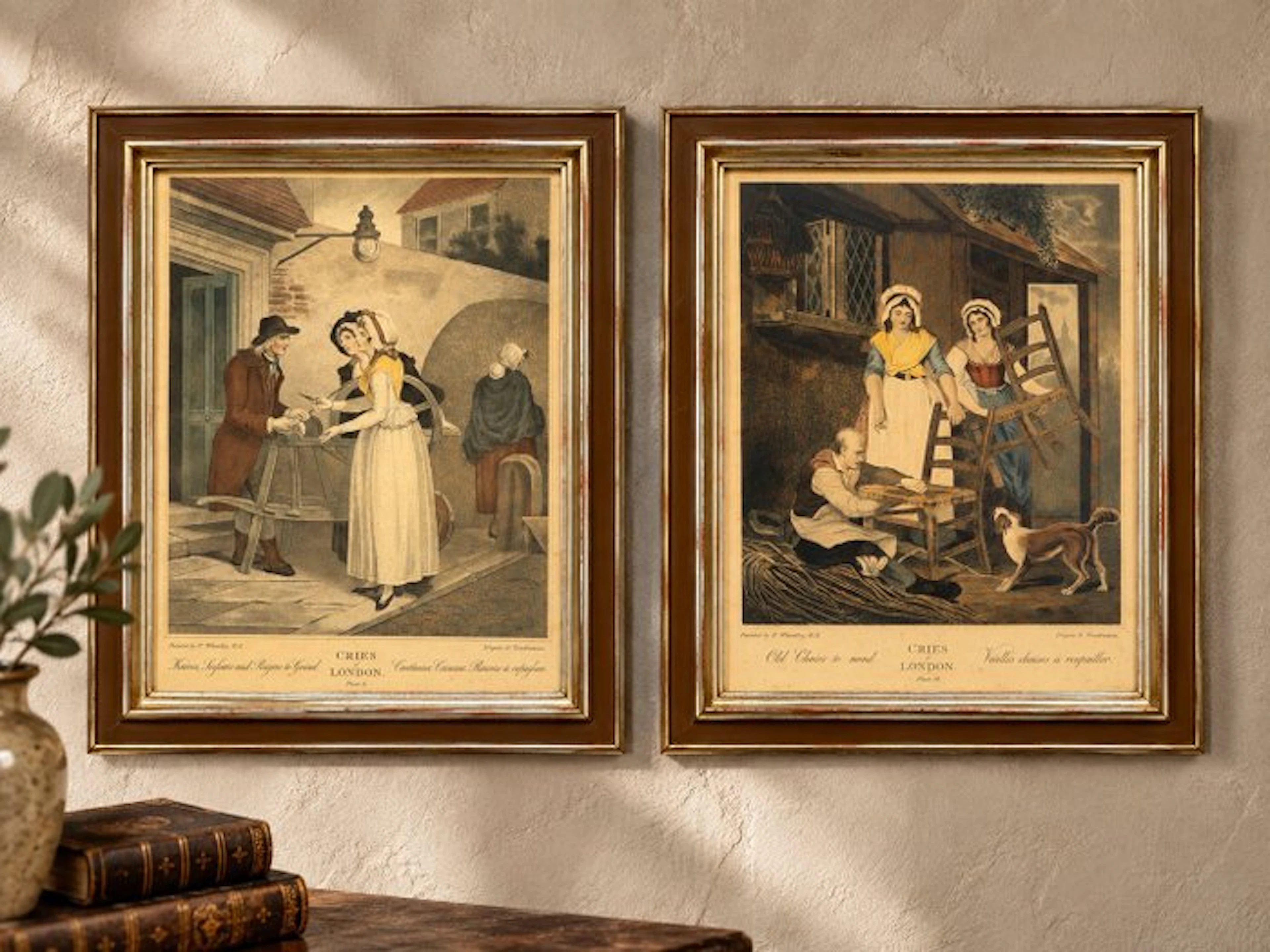 Wall decoration - Set van 2 ingelijste kleurendrukken –...