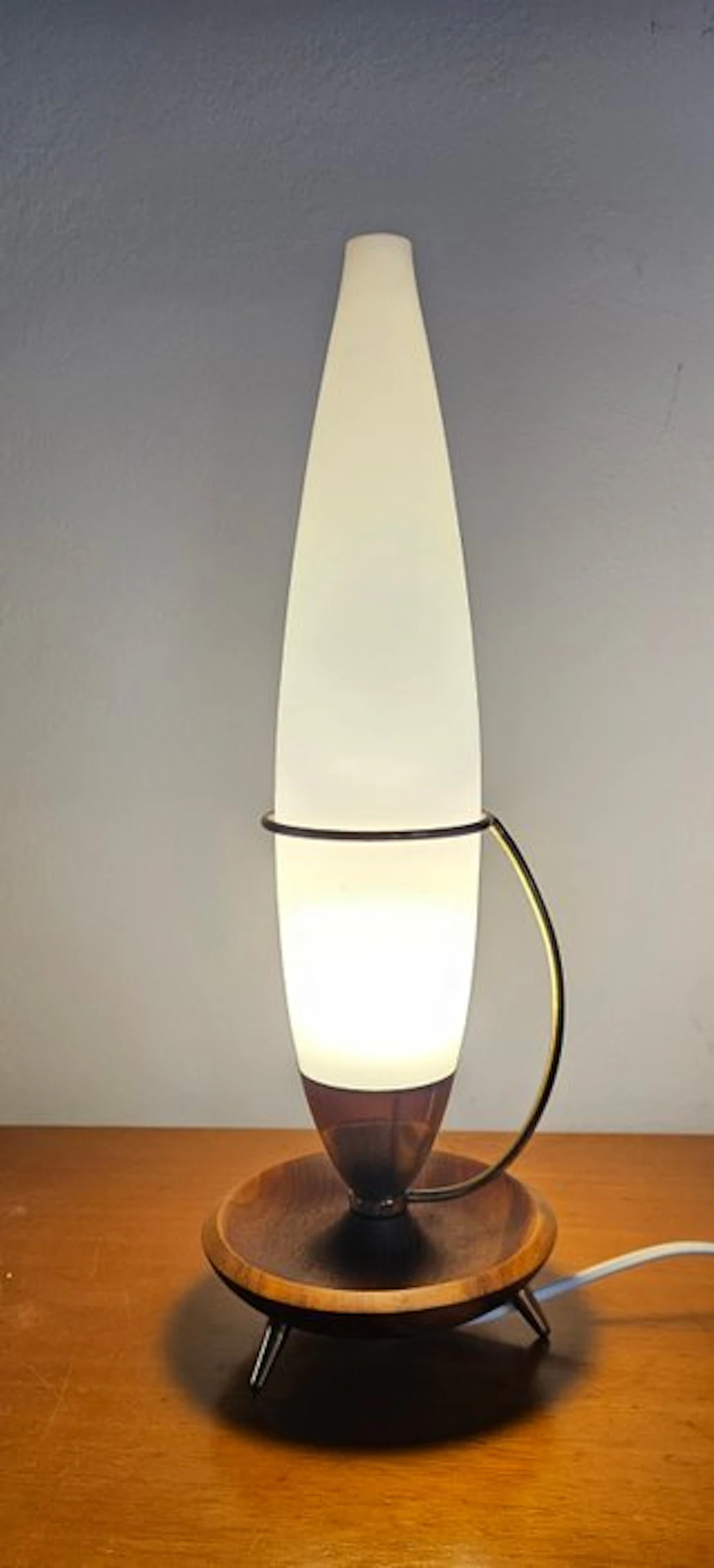 Philips - Table lamp - Rocket - Opaline glass, Teak