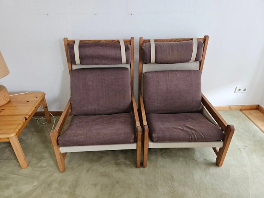 Niels Eilersen - Niels Eilersen - Lounge chair (2) - Wood, Textile, Canvas