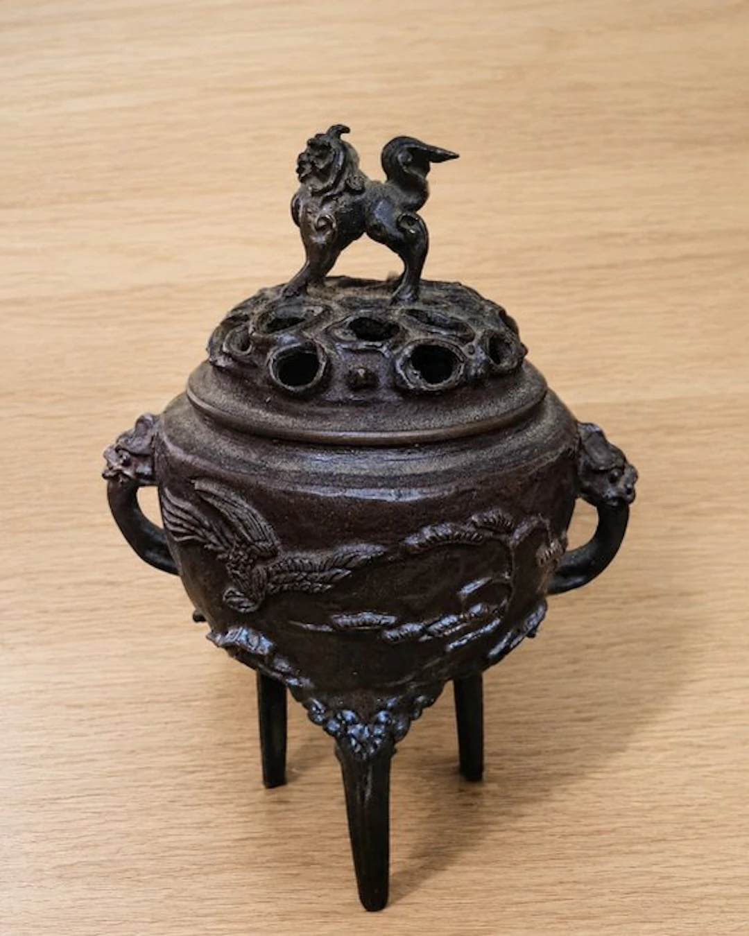 Incense burner - Phoenix Incense Burner in Relief - Copper