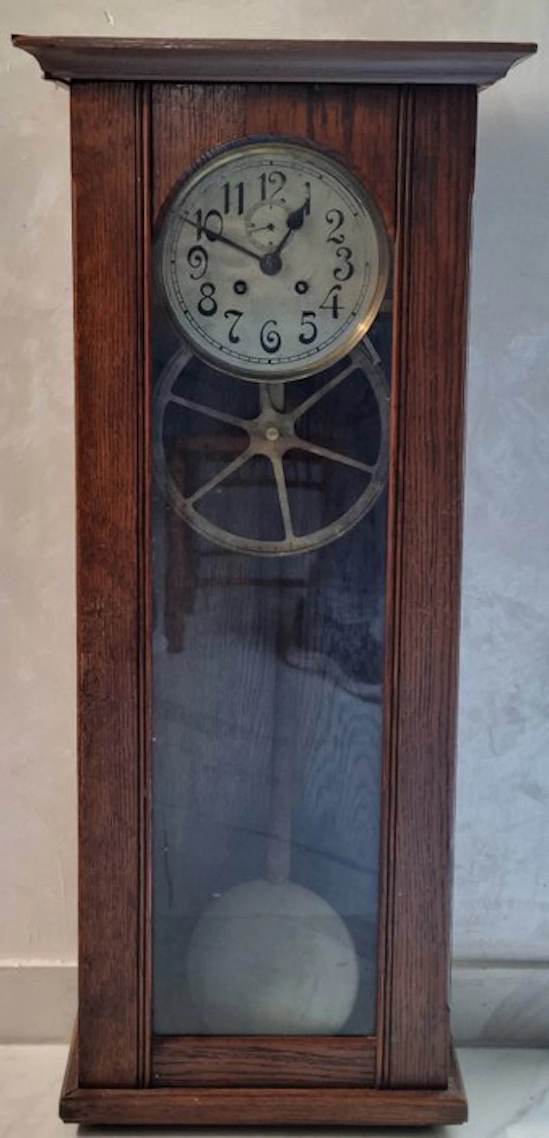 Wall clock - Wood, Brass, Glass, Metal - 1920-1930