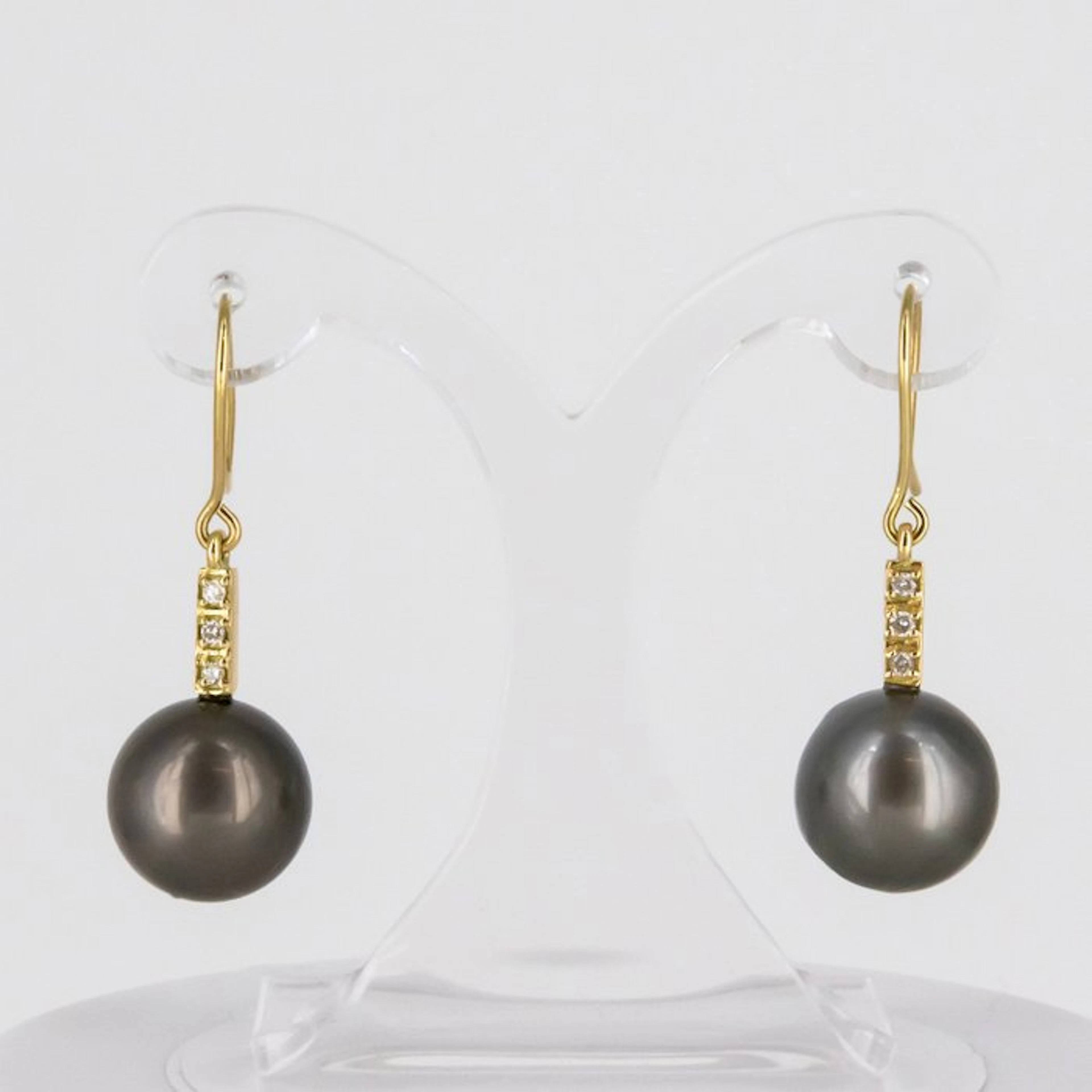 Earrings - 18 kt. Yellow gold Diamond (Natural) - Pearl