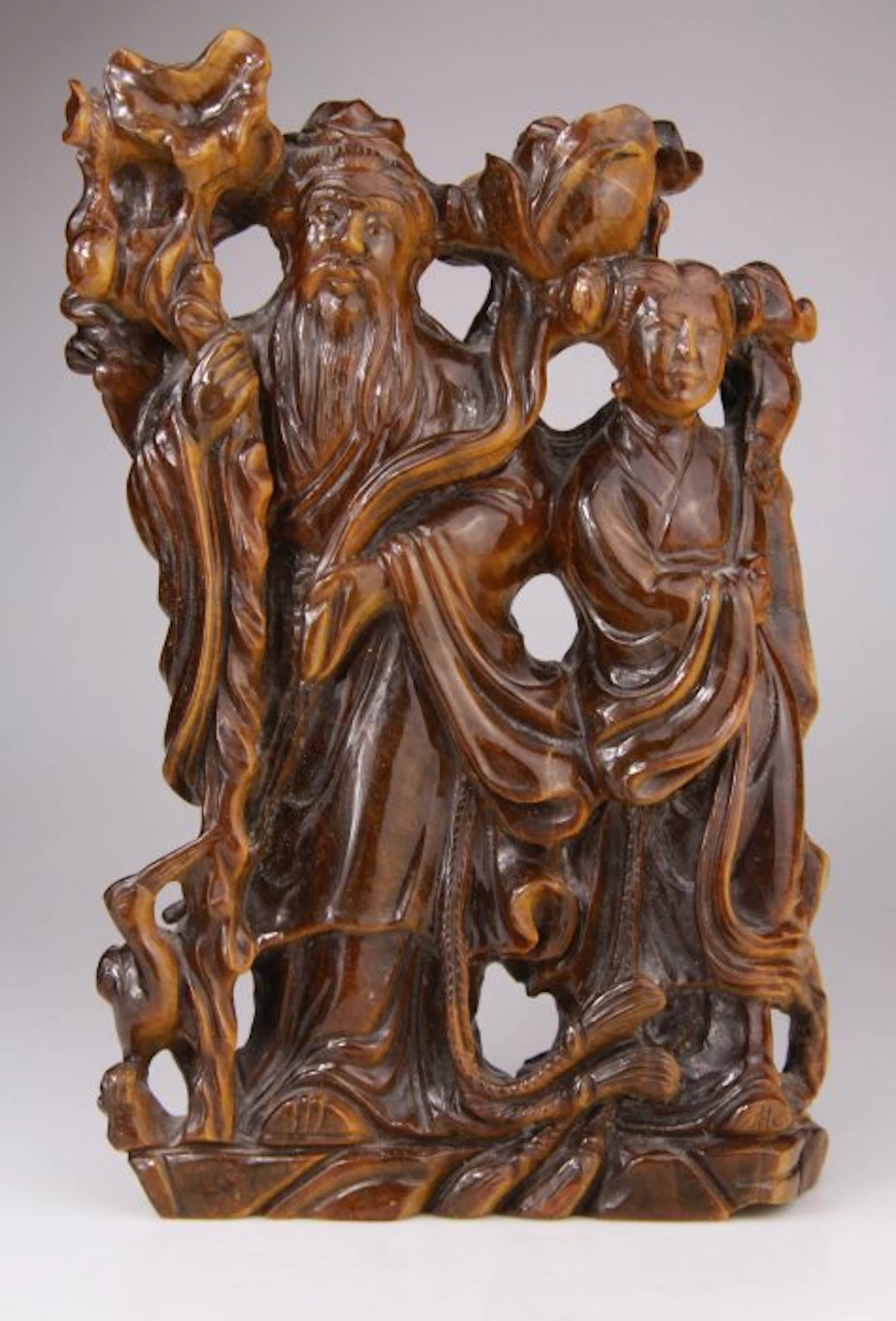 Statue Pierre Dure Tiger Eye Oeil de Tigre Kwanyin Lady...