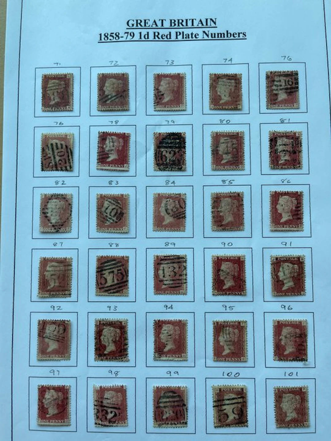 United Kingdom 1858/1879 - Collection of Track Numbers