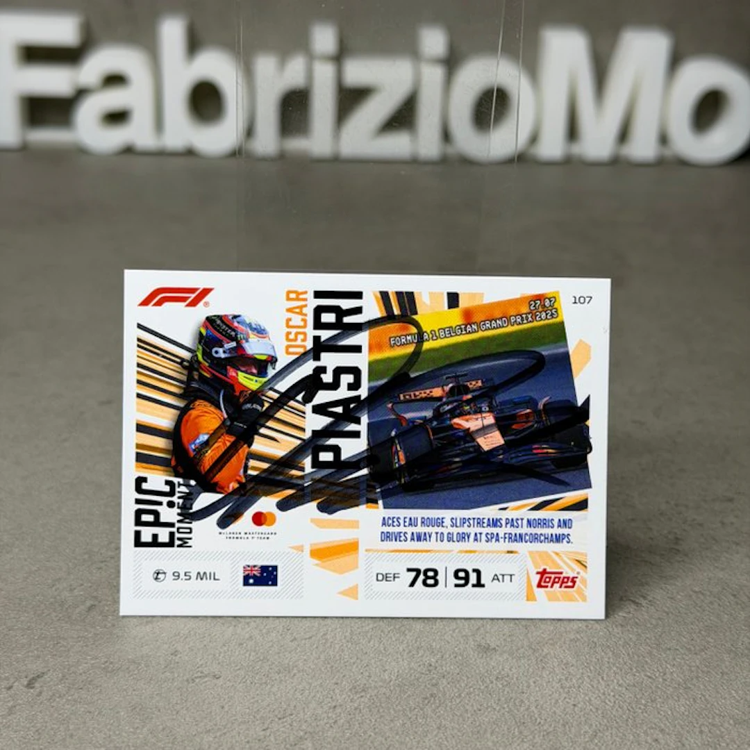 Mclaren - Topps Card 107 Epic Moment Oscar Piastri Signed...