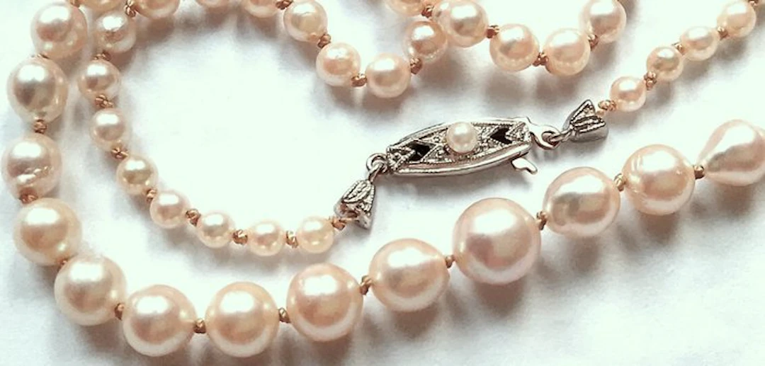 No reserve price - String of beads Akoya pearls - 8 kt...