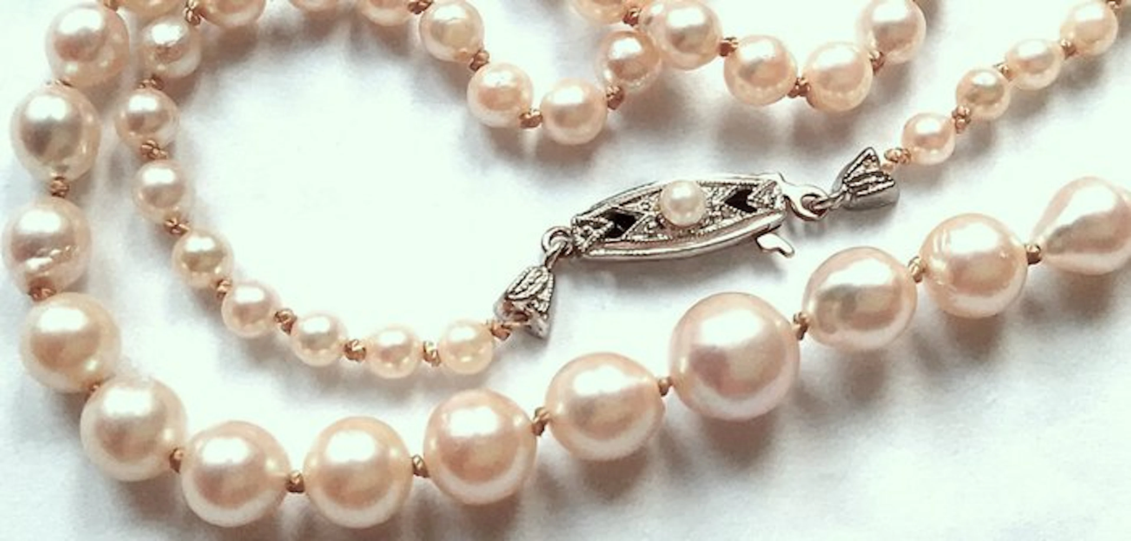 No reserve price - String of beads Akoya pearls - 8 kt...