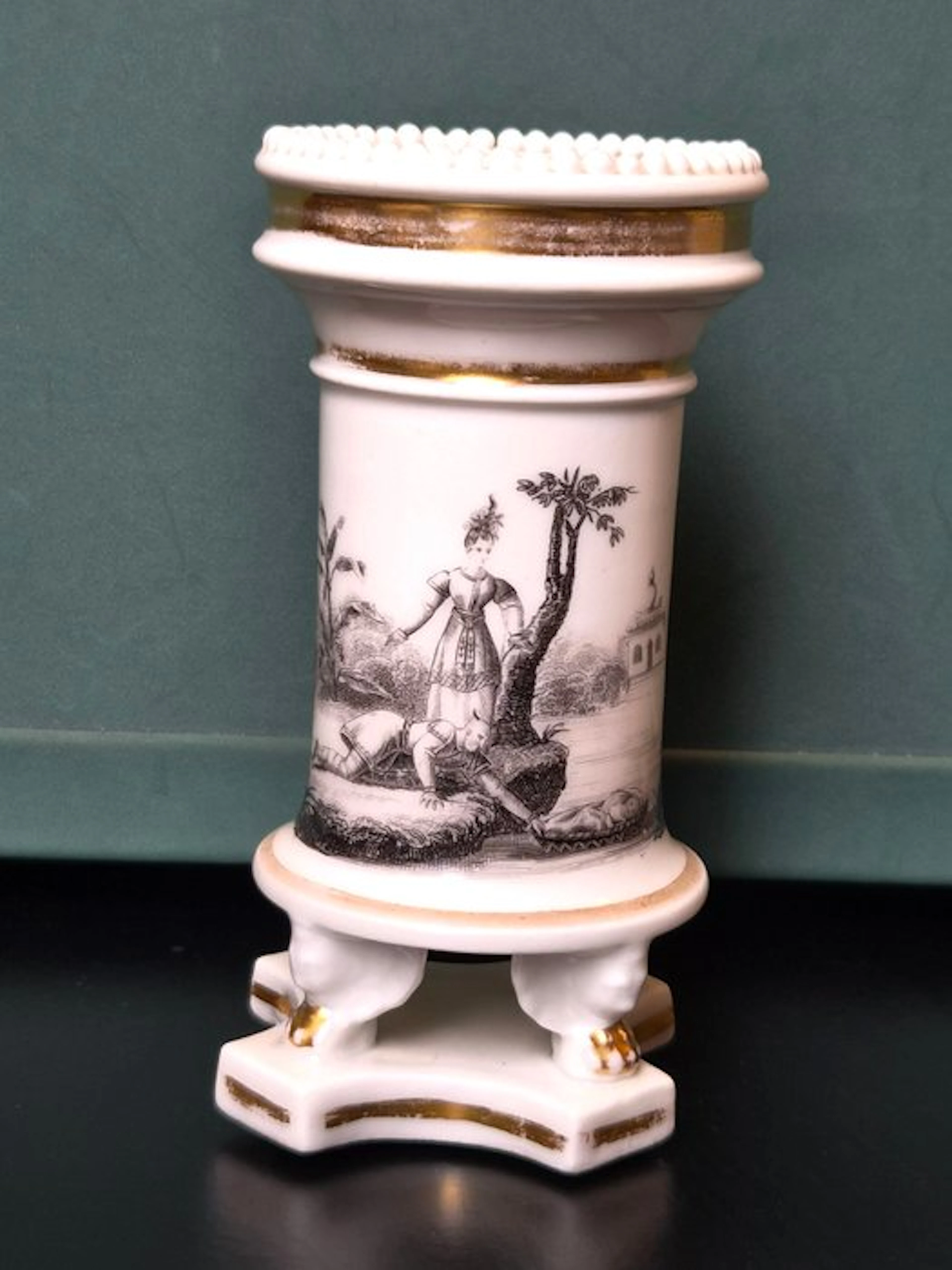 Vase - Antique French Vieux Paris Porcelain Spill Vase –...
