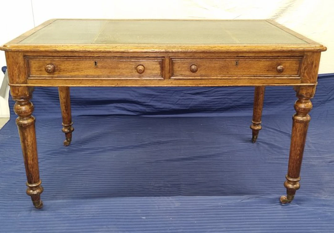 Desk - Oak, Leather, Wood - English office