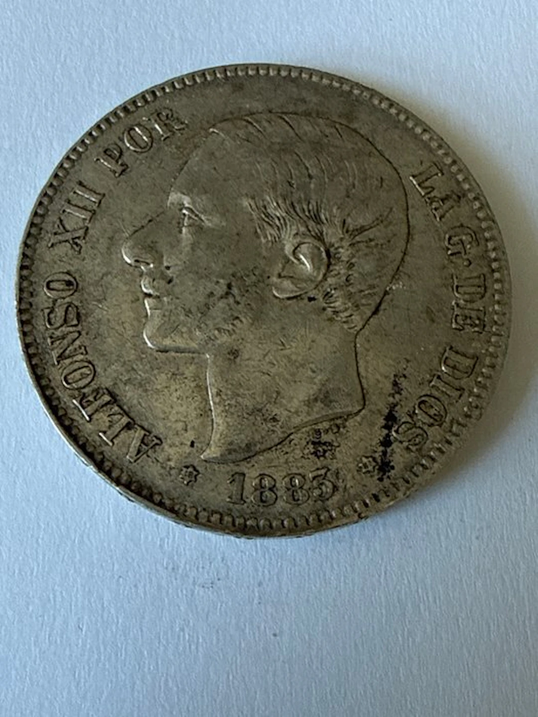 Spain. Alfonso XII. 5 Pesetas 1883*83 MSM (No reserve price)