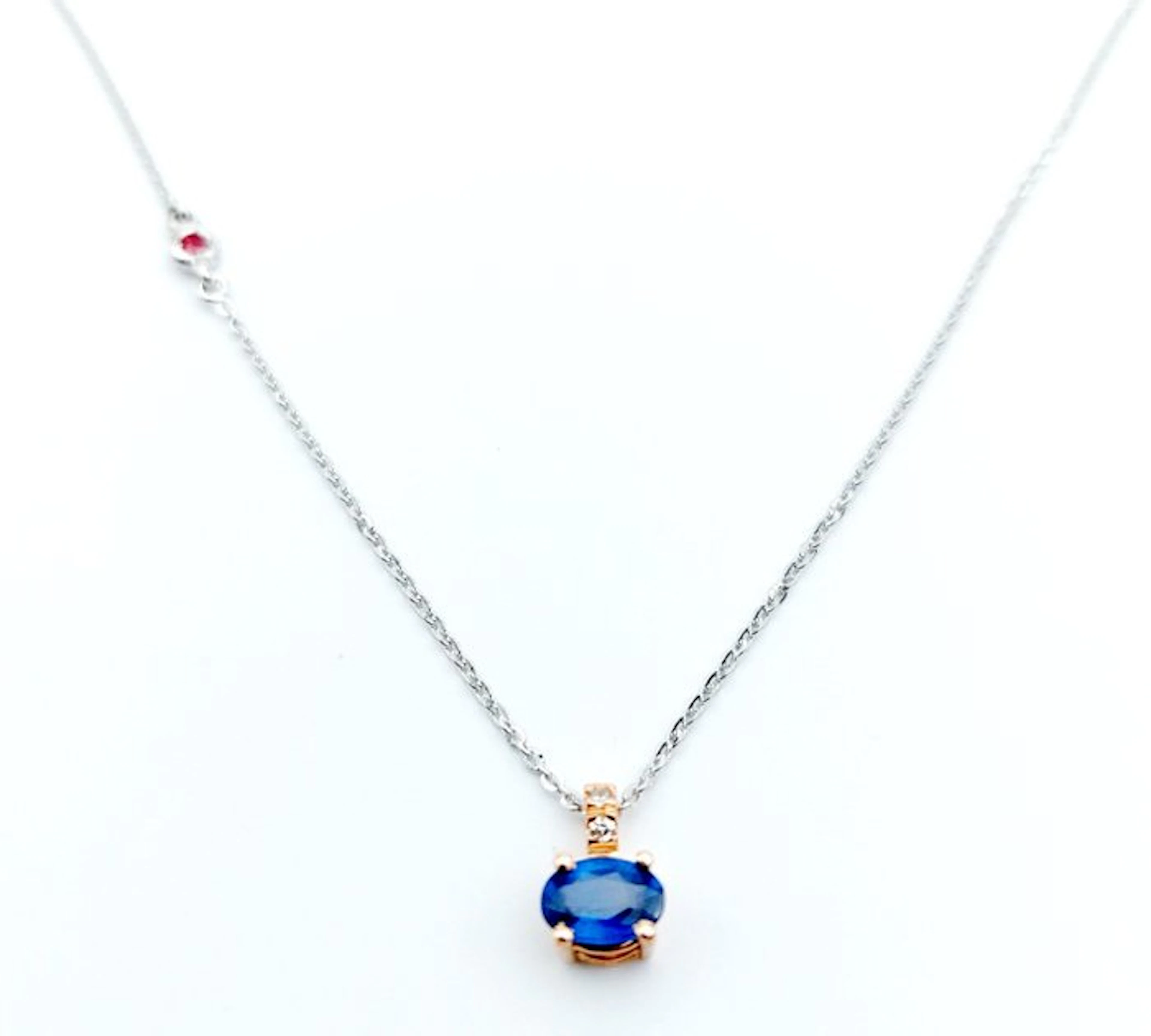 Pendant - 18 kt. Rose gold, White gold Sapphire - Diamond