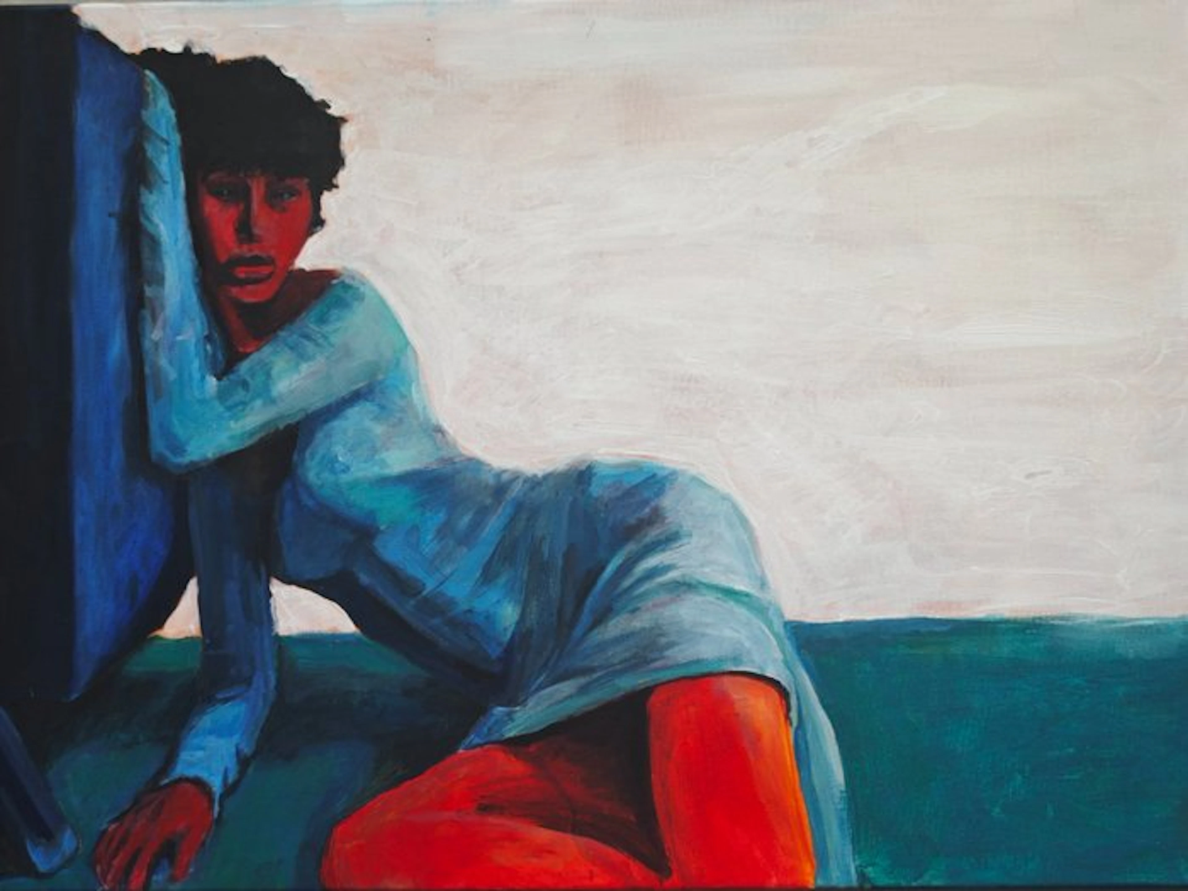 École néo-expressionniste contemporaine (XX) - Femme en bleu - NO RESERVE