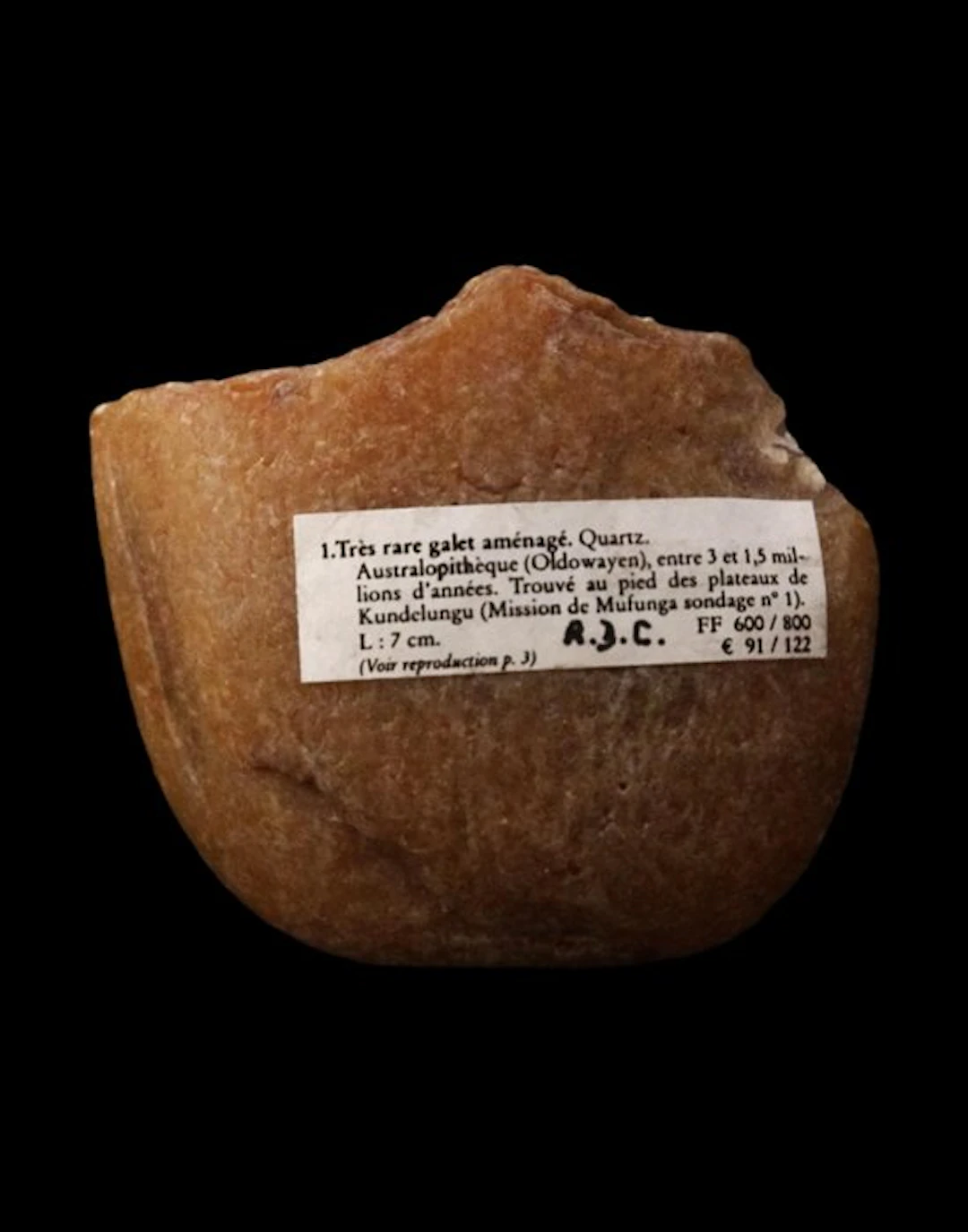 Paleolithic - Very rare australopithecine pebble tool...