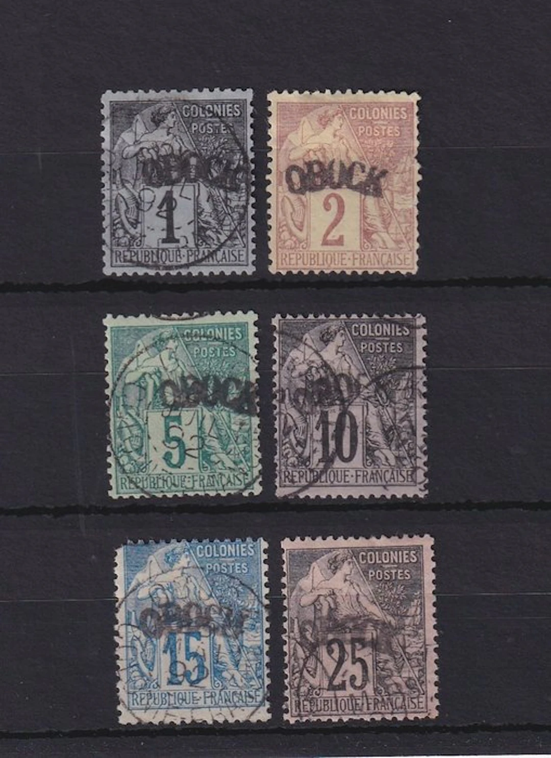 Obock 1892 - cote 470€, collection de timbre - Yvert n°1 à 7