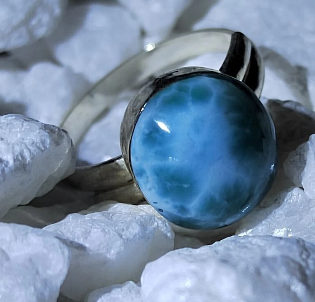 Larimar Ring - High Quality - 15.60 Cts- 3.12 g