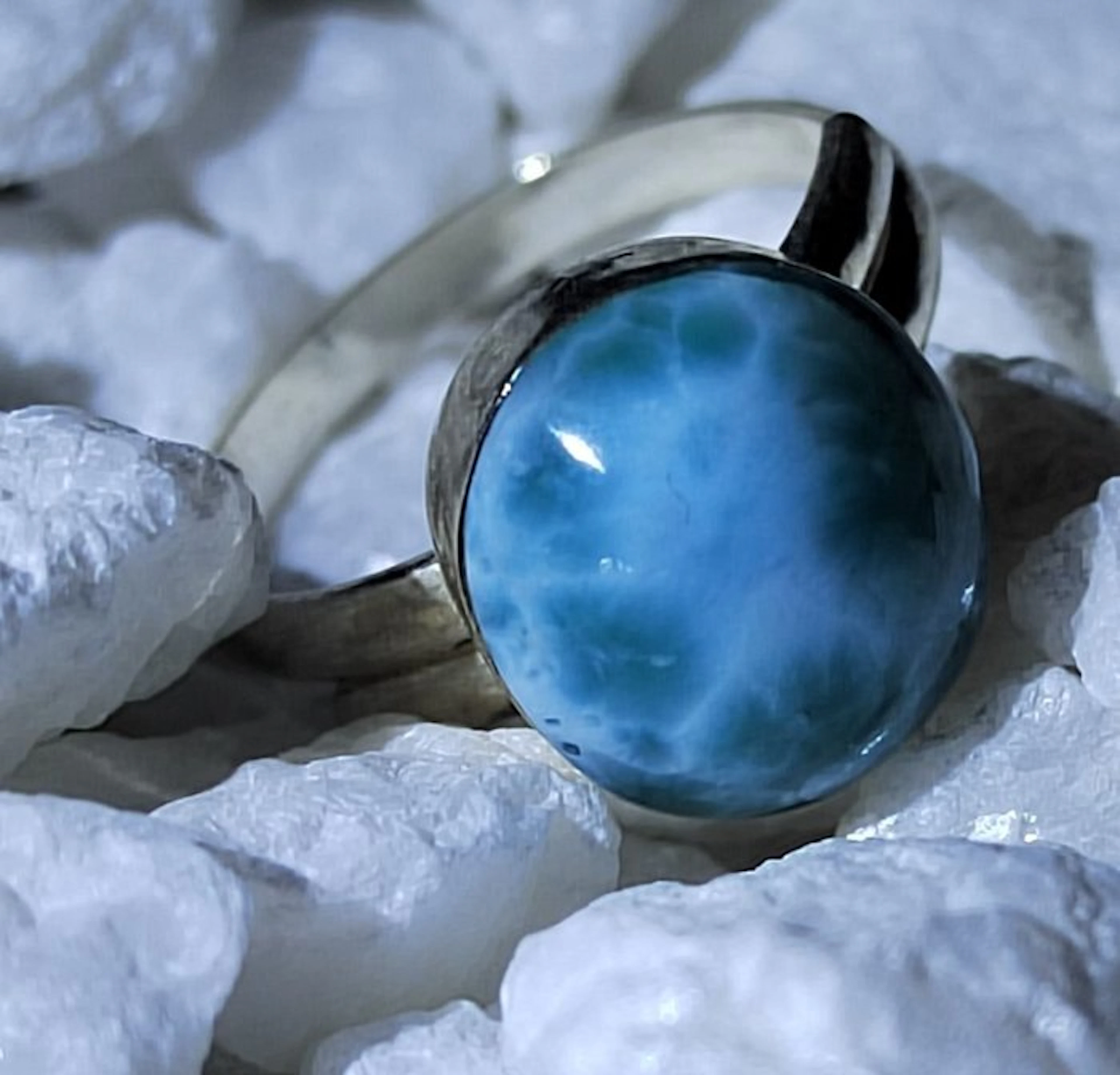 Larimar Ring - High Quality - 15.60 Cts- 3.12 g