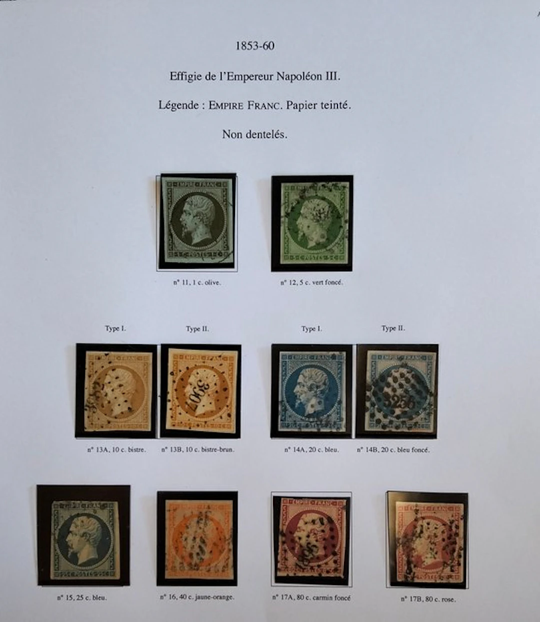 France 1853/1860 - Napoleon III, legend of the French Empire - YVERT 11/17