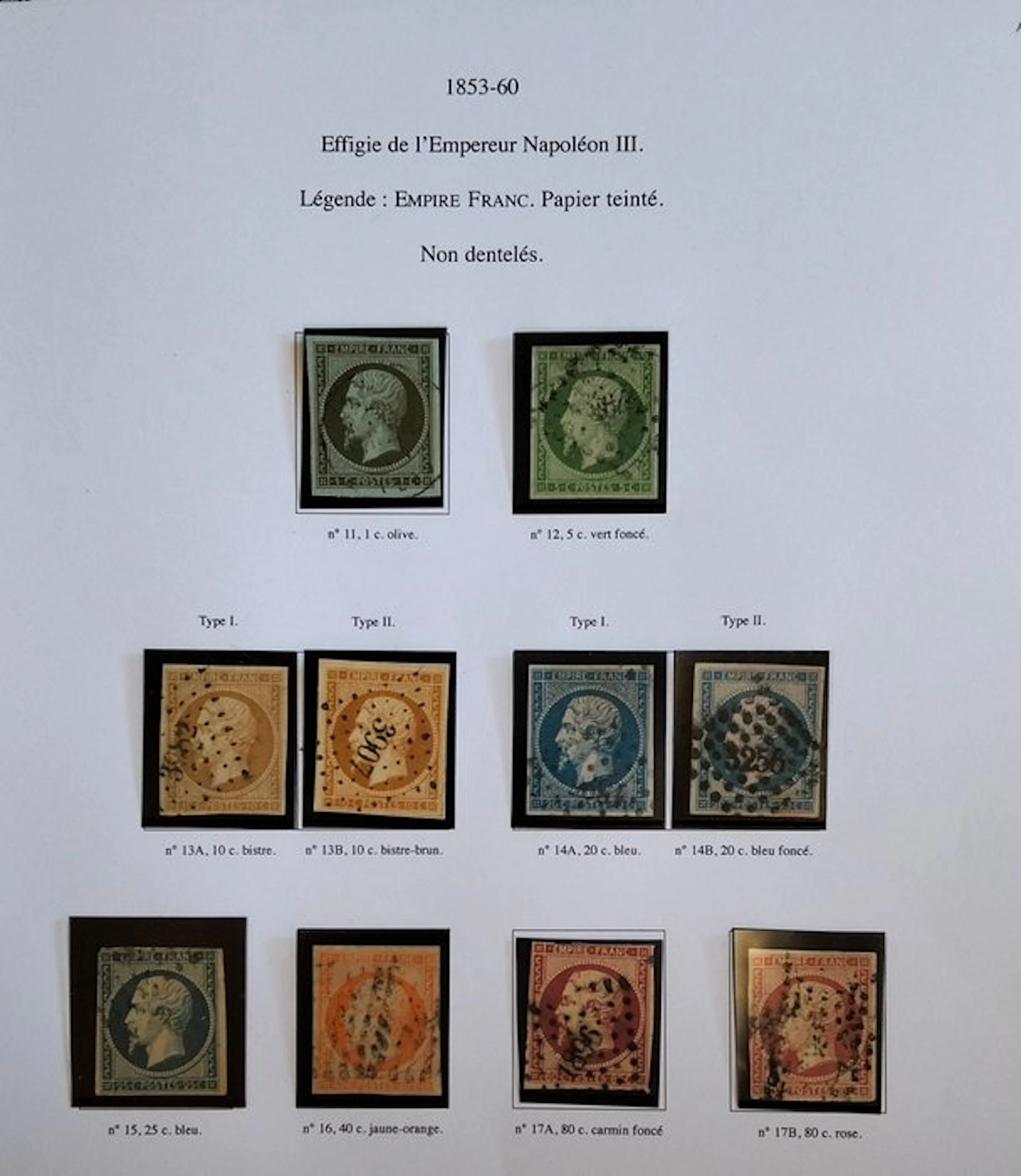 France 1853/1860 - Napoleon III, legend of the French Empire - YVERT 11/17